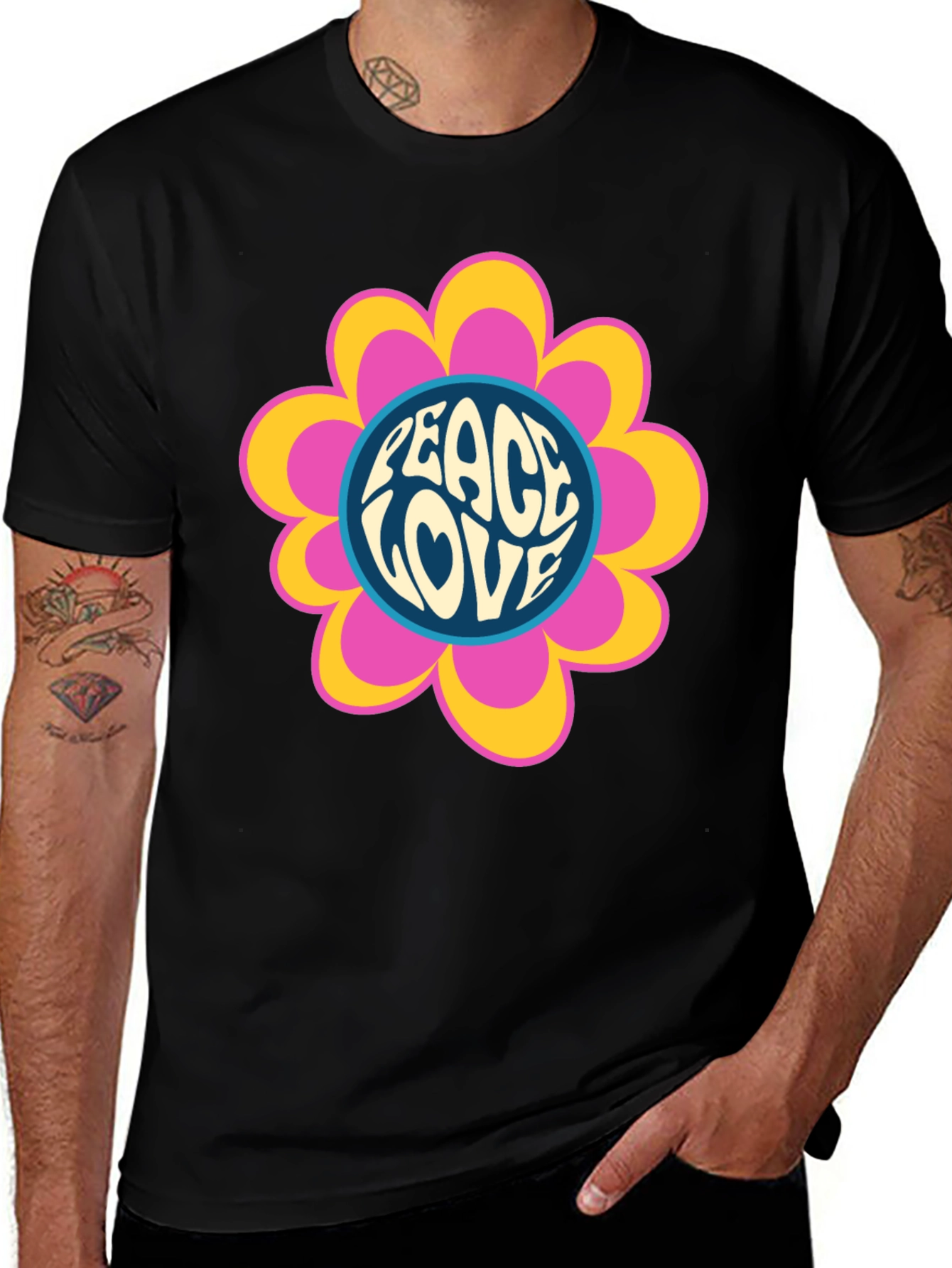 Variant 26 of Peace & Love Flower Power Graphic Tee