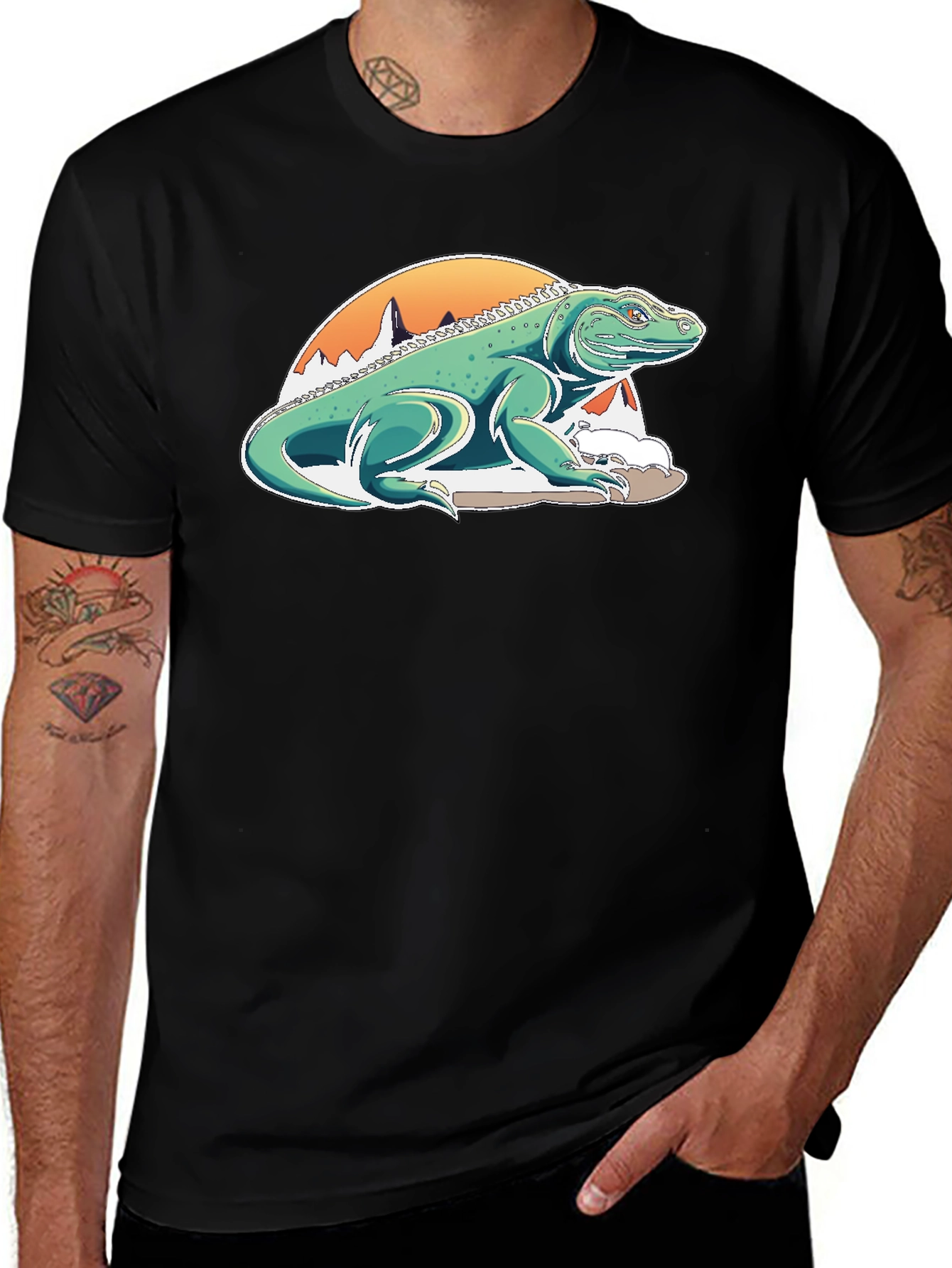 Variant 20 of Komodo Dragon Graphic Tee - Unique Mountain Design