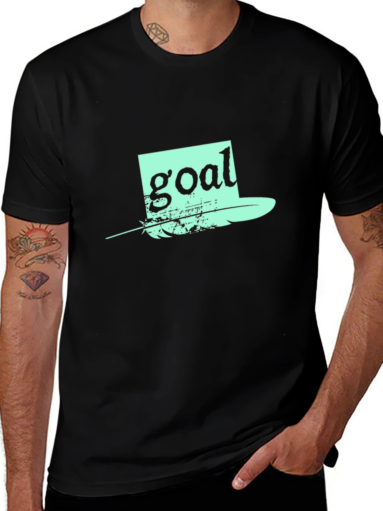 Variant 12 of Goal Hat Graphic Black T-Shirt