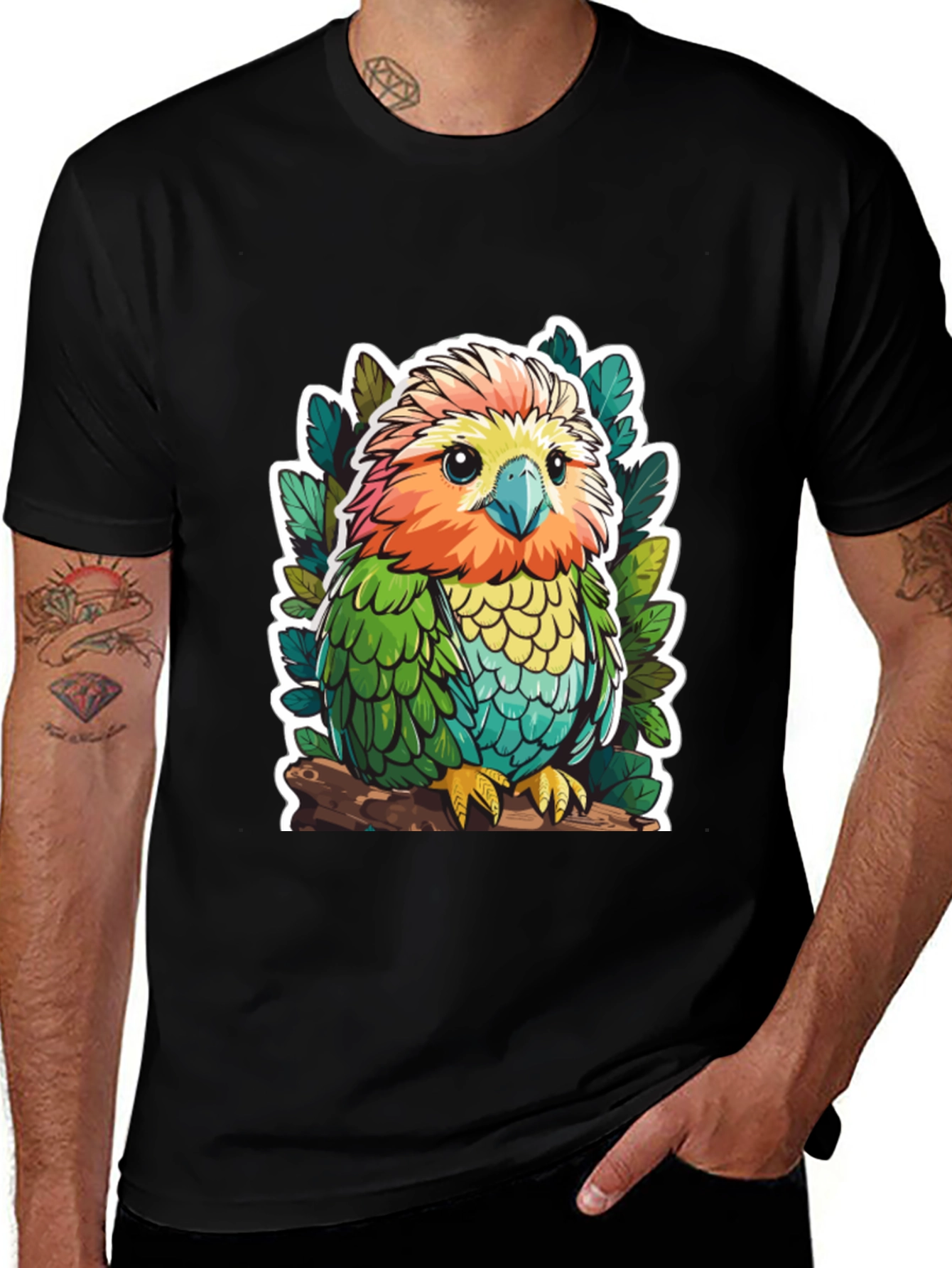 Variant 3 of Cute Cartoon Parrot Graphic T-Shirt