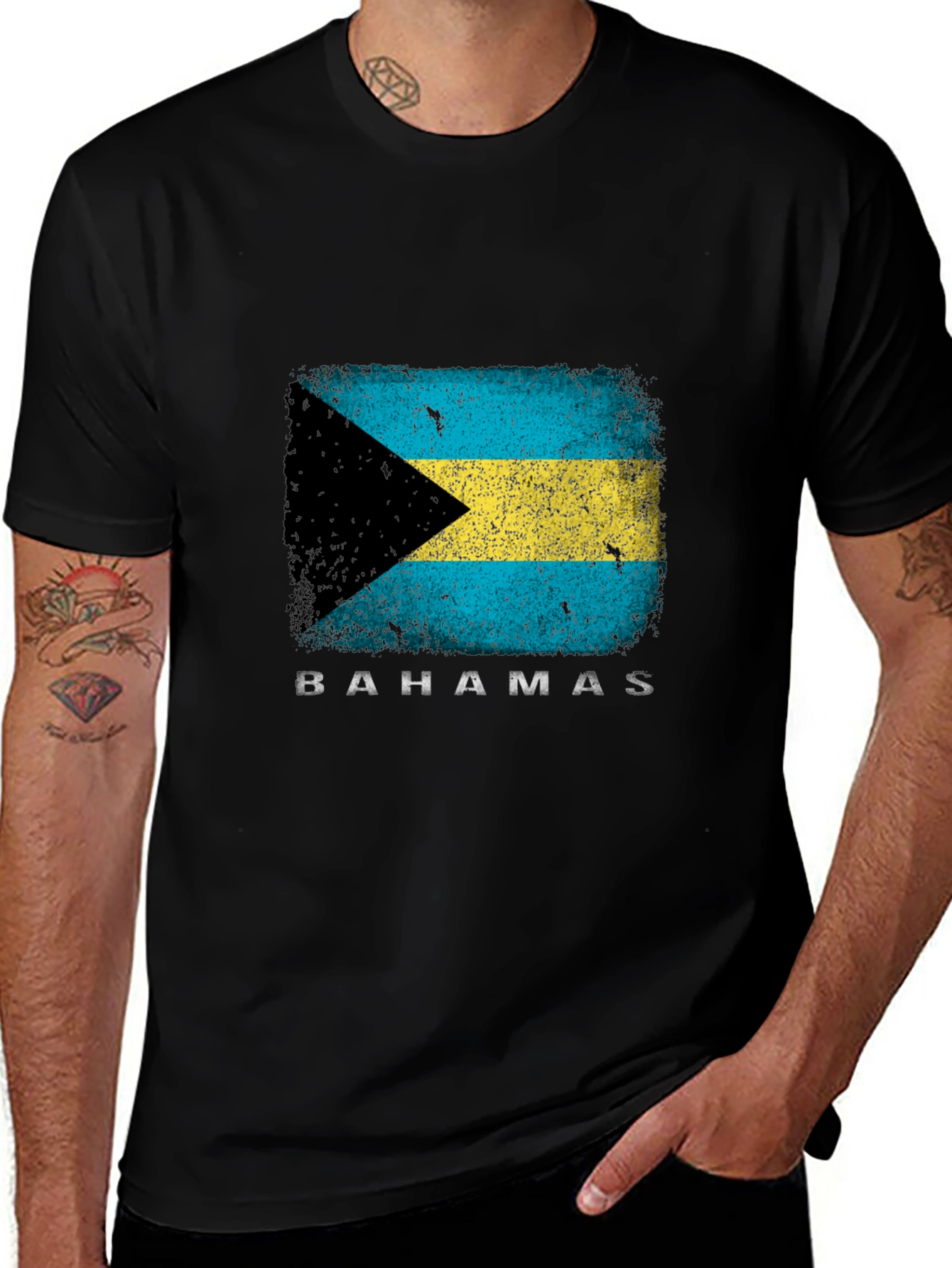 Variant 22 of Bahamas Flag Graphic T-Shirt - Black