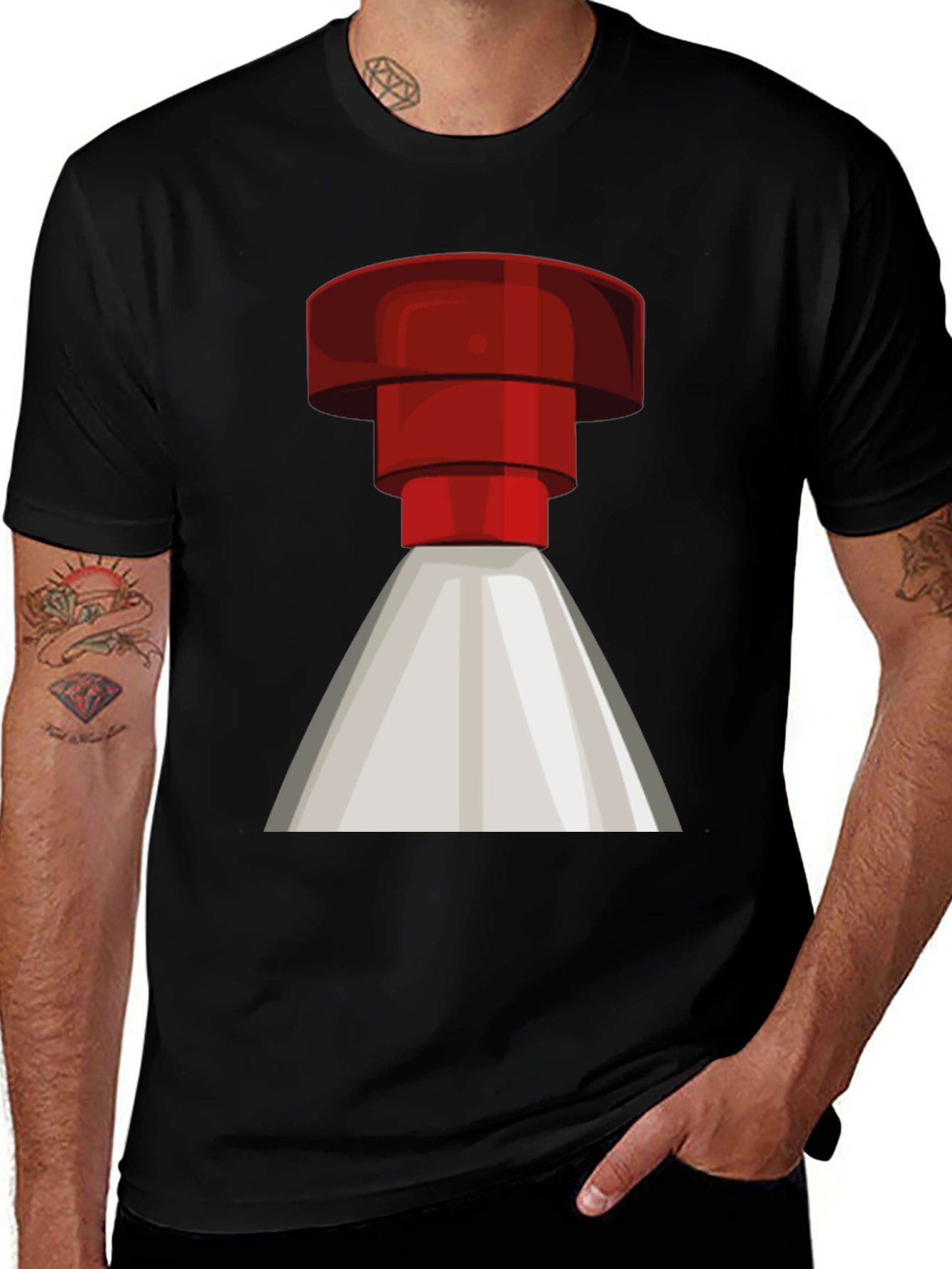 Variant 28 of Retro Rocket T-Shirt - Black Graphic Tee