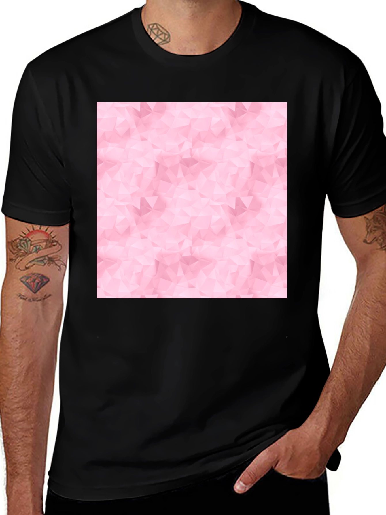 Variant 19 of Abstract Pink Pattern Black T-Shirt