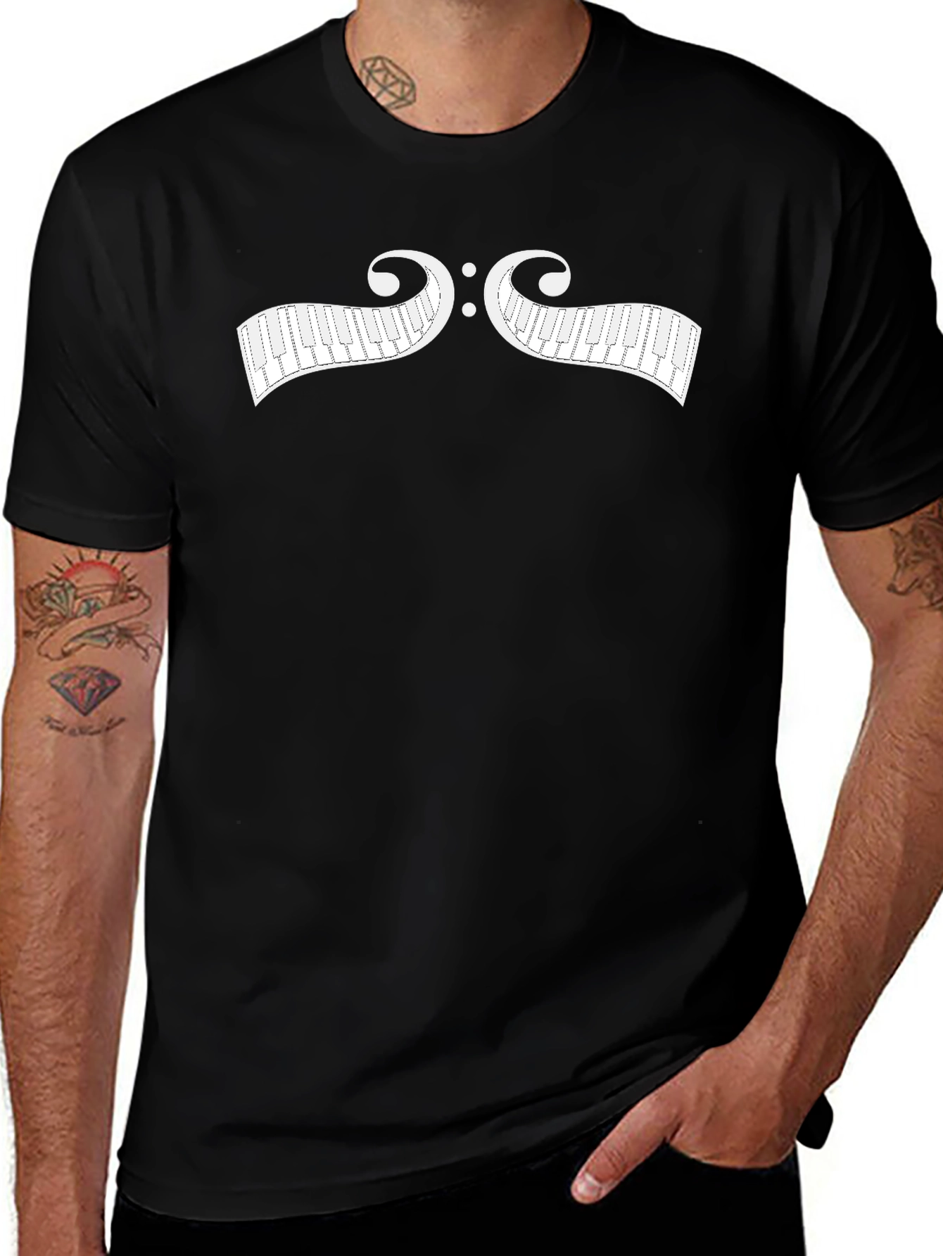 Variant 27 of Piano Moustache T-Shirt - Music Lover Tee