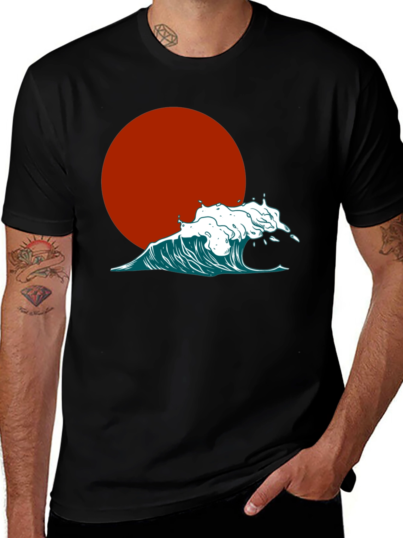 Variant 8 of Japanese Wave Black T-Shirt
