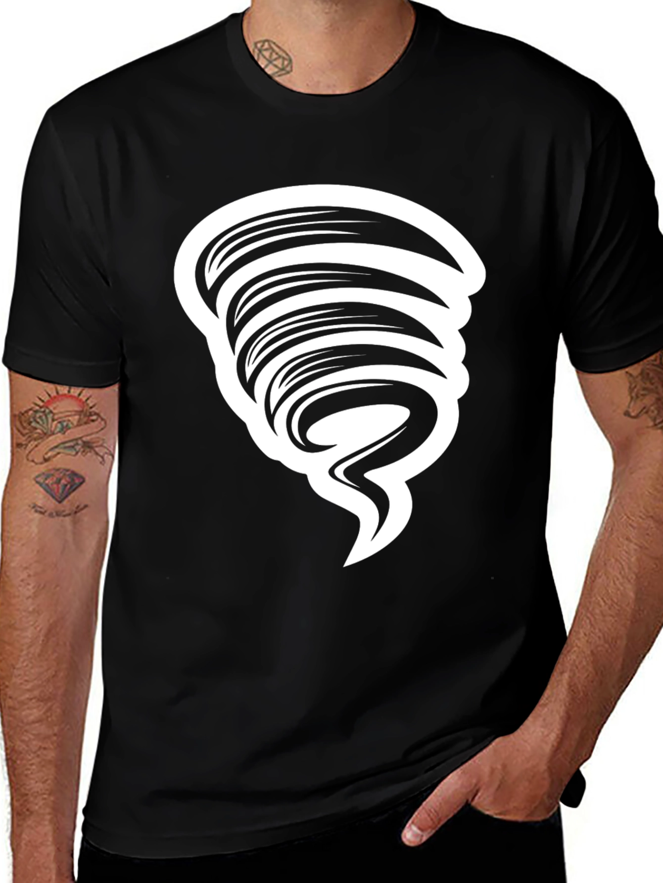 Variant 4 of Tornado Graphic Black T-Shirt