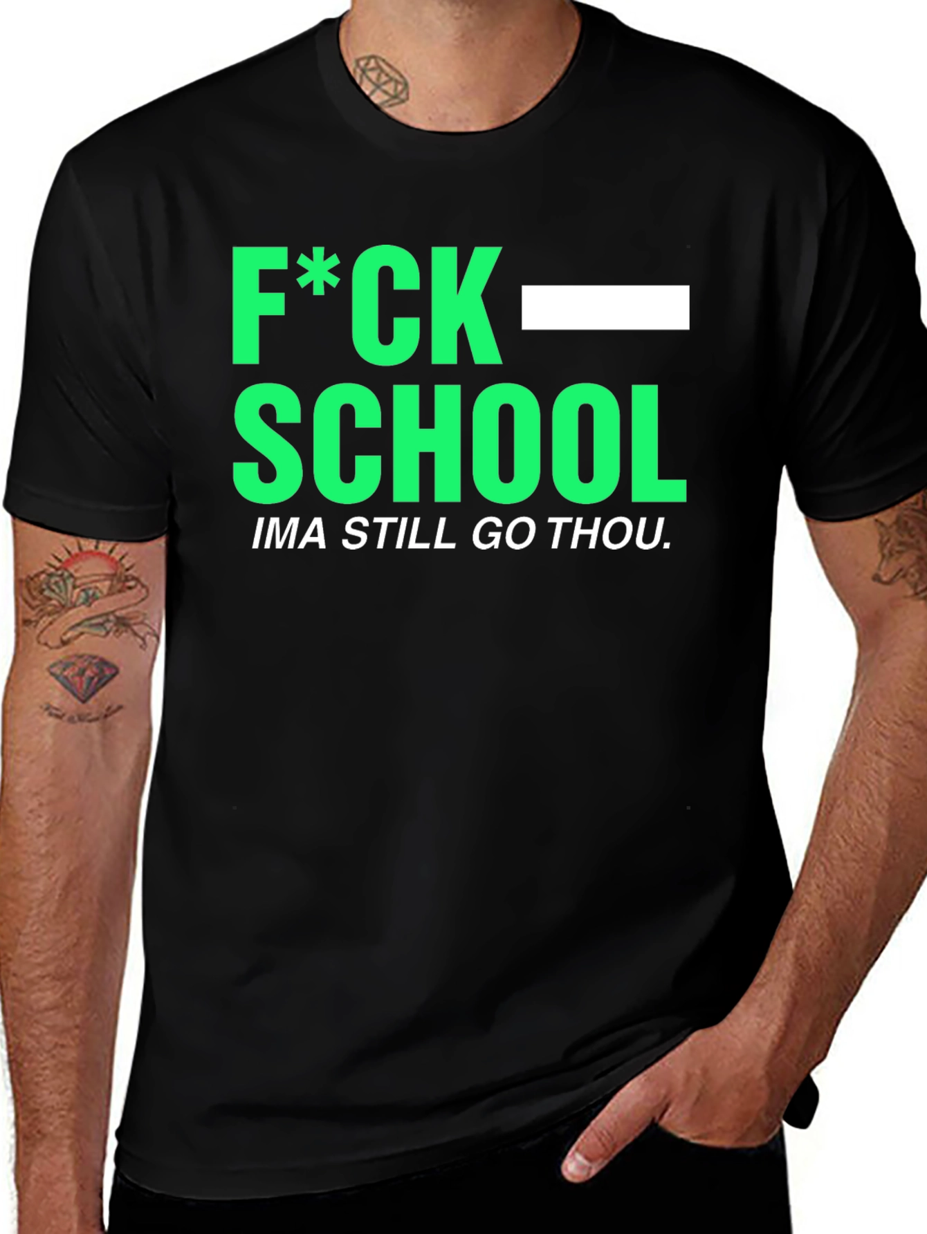 Variant 27 of F*ck School Humor Tee - Black Graphic T-Shirt