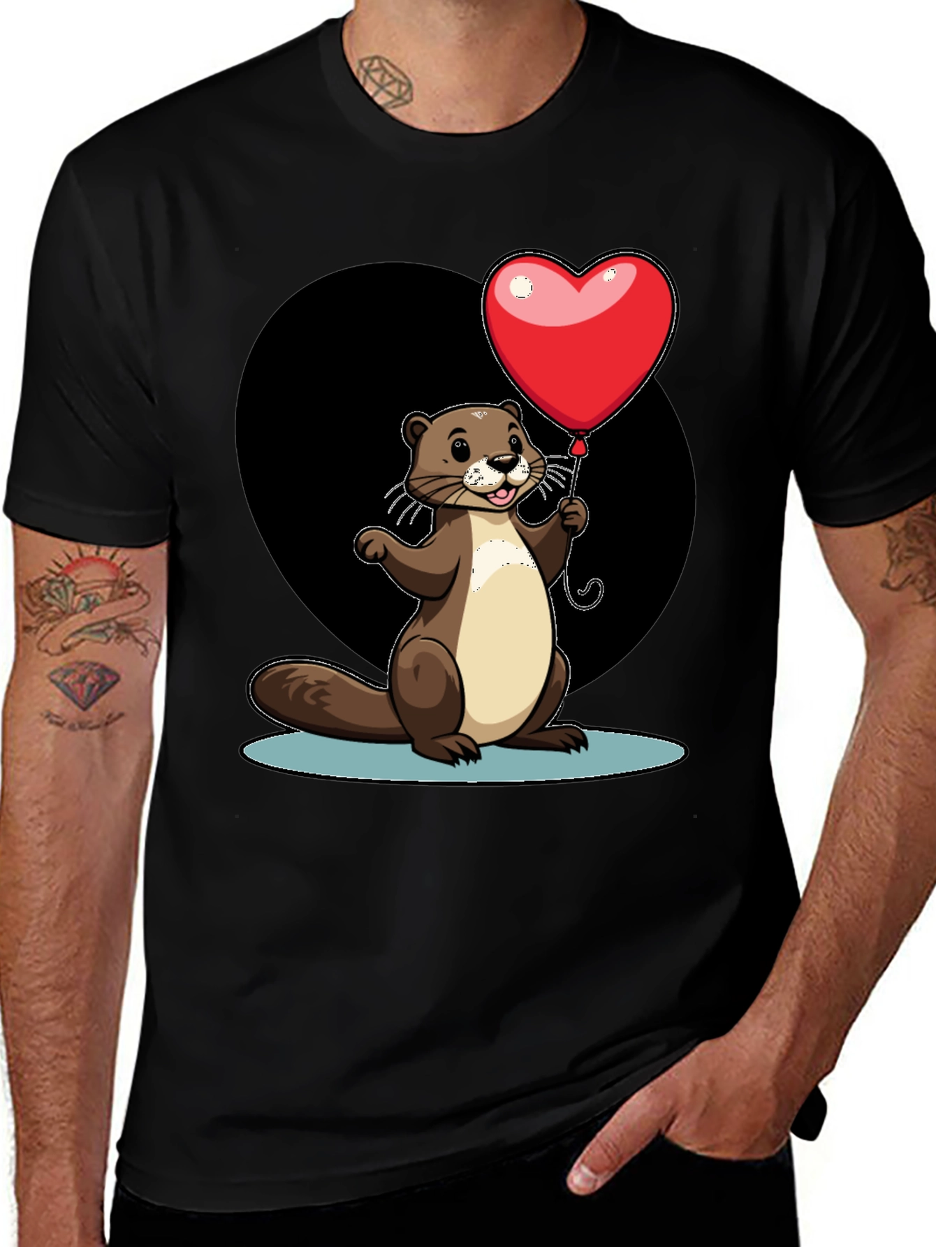 Variant 20 of Heart Balloon Otter Graphic Tee - Valentine's Day