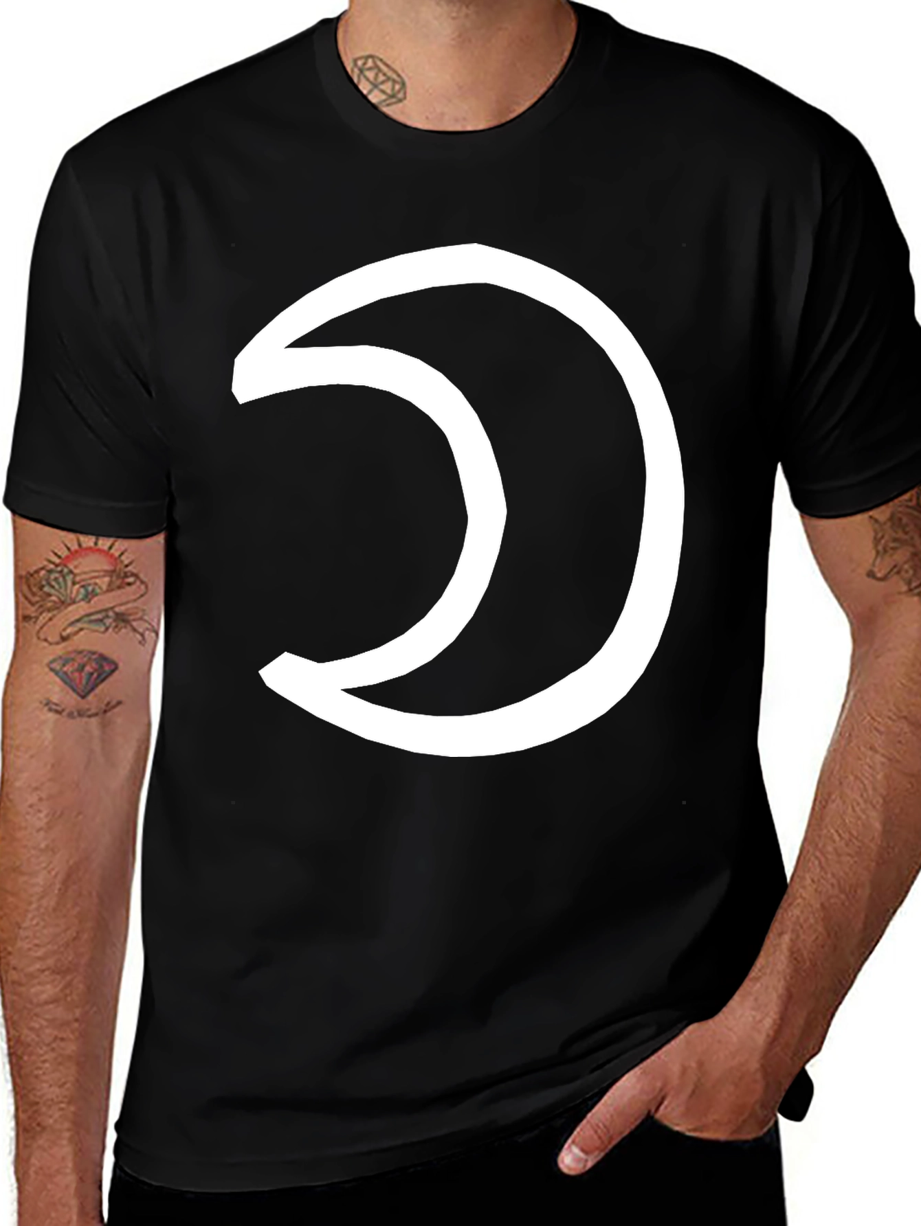 Variant 21 of Crescent Moon Graphic Tee - Black Cotton T-Shirt