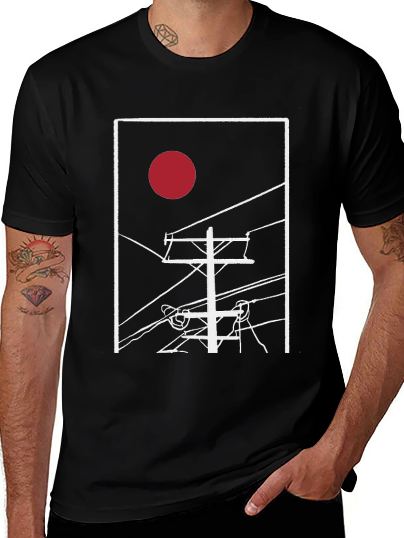 Variant 21 of Abstract Sunrise Power Line T-Shirt
