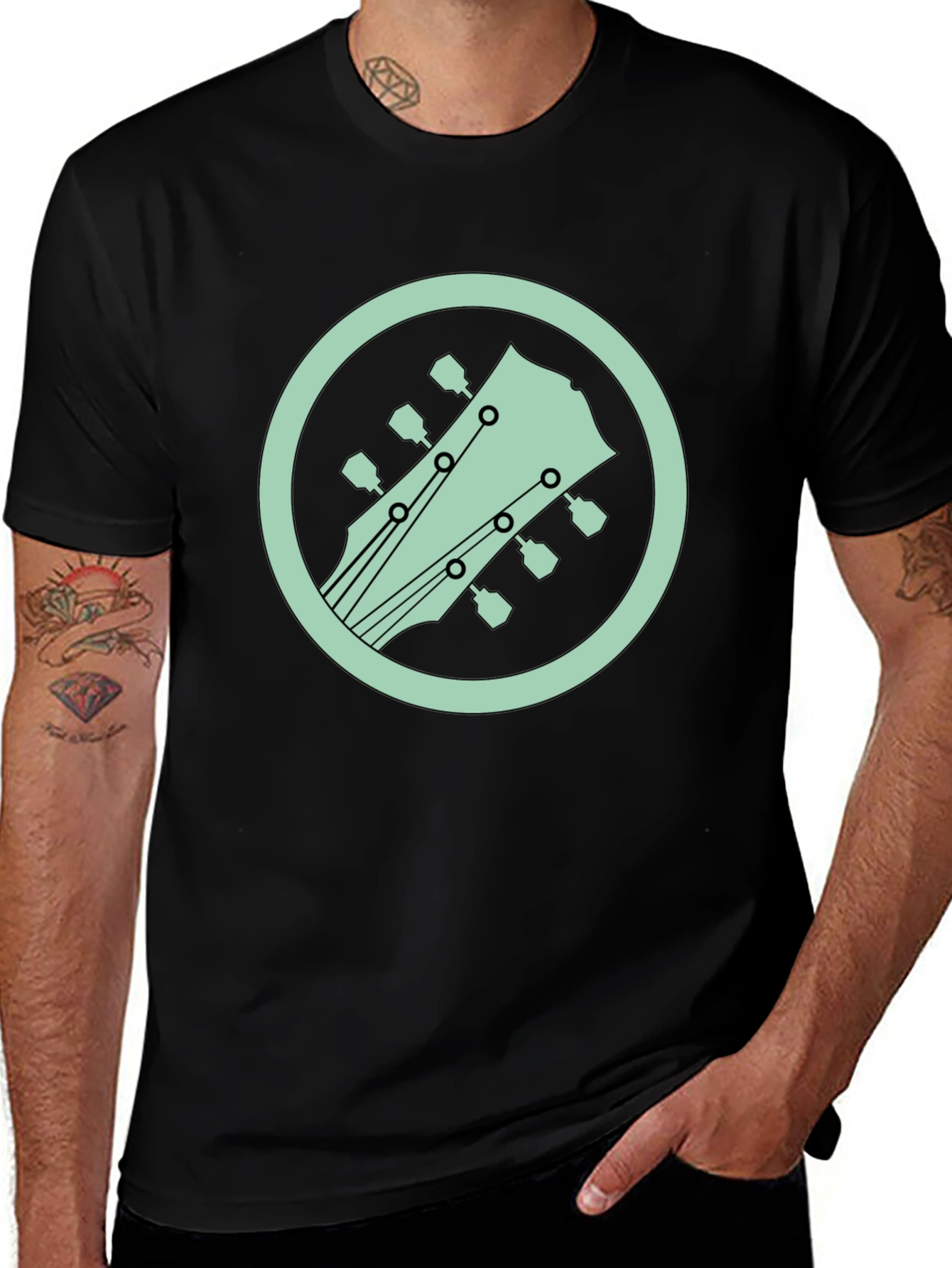 Variant 13 of Guitar Headstock Graphic Tee - Cool Musician Style