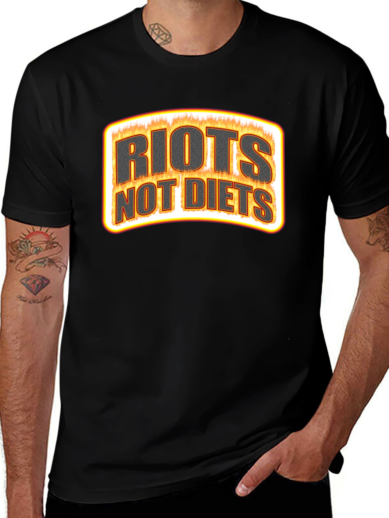Variant 22 of Riots Not Diets Graphic Tee - Black