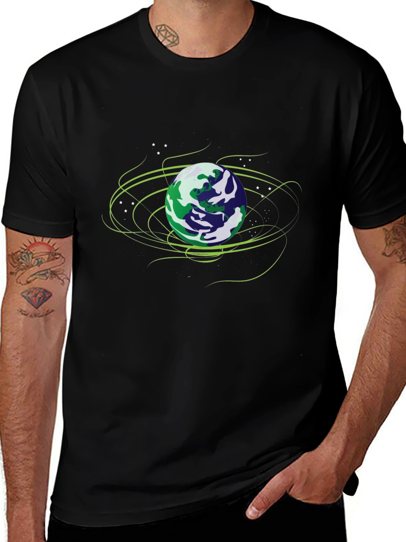Variant 5 of Earth Graphic Black T-Shirt