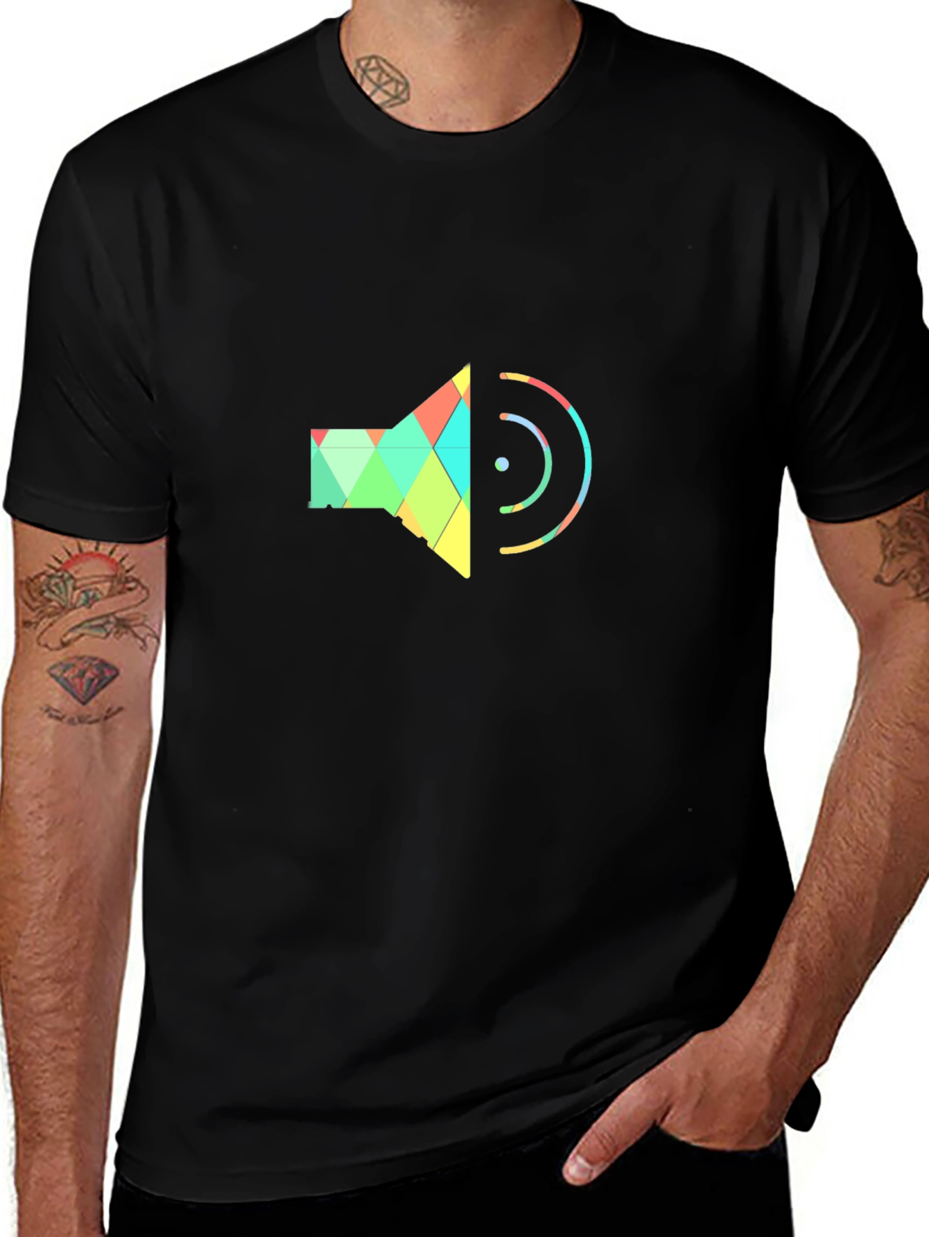 Variant 9 of Geometric Speaker Graphic Tee - Modern Black T-Shirt