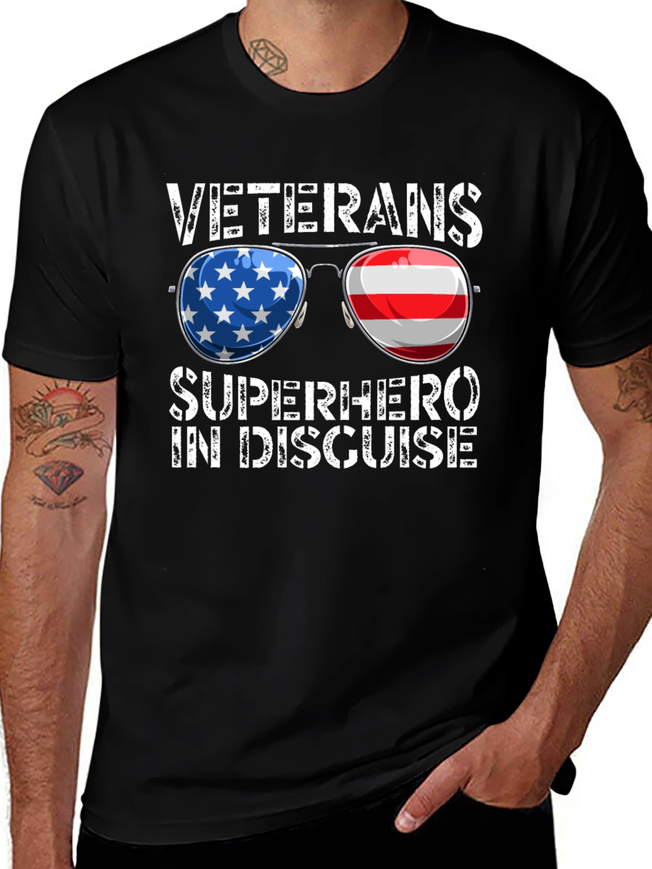 Variant 3 of Veterans Superhero T-Shirt Patriotic Design
