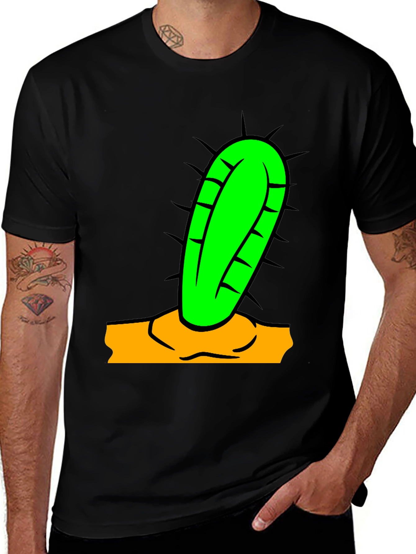 Variant 15 of Cactus Graphic Tee - Black Cotton Blend Shirt