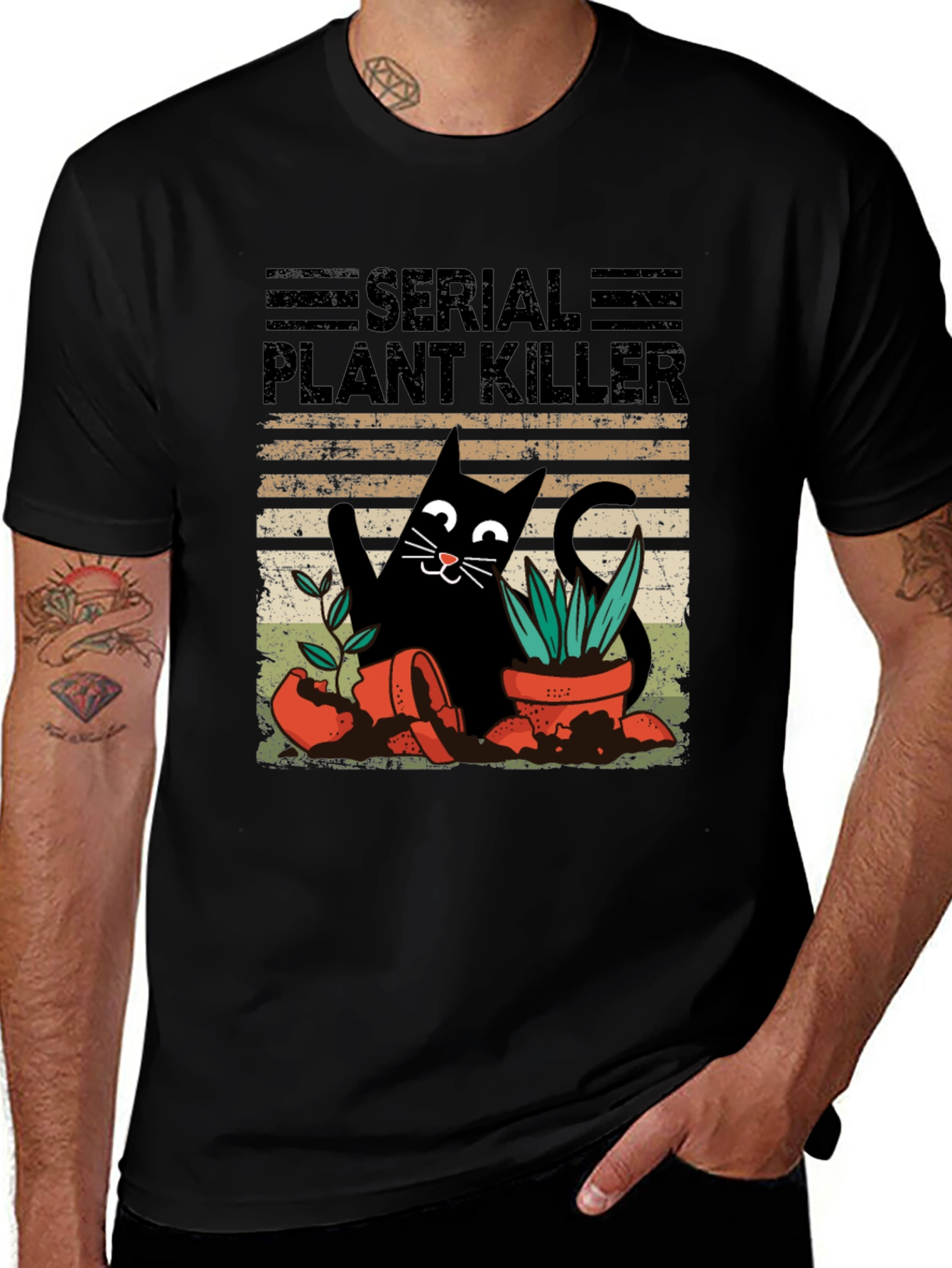 Variant 6 of Serial Plant Killer Cat T-Shirt