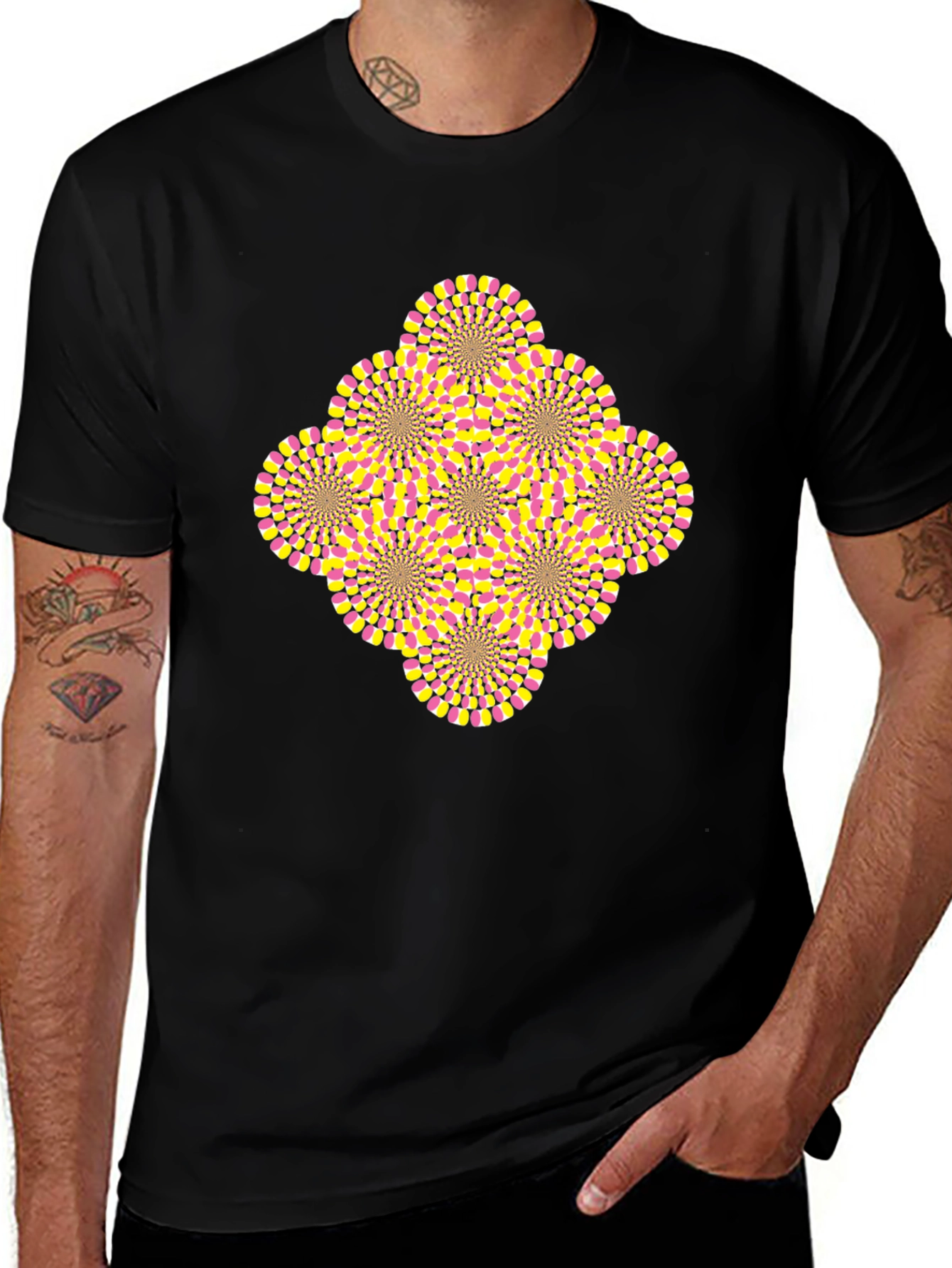 Variant 16 of Optical Illusion Graphic Tee - Moving Circles Design