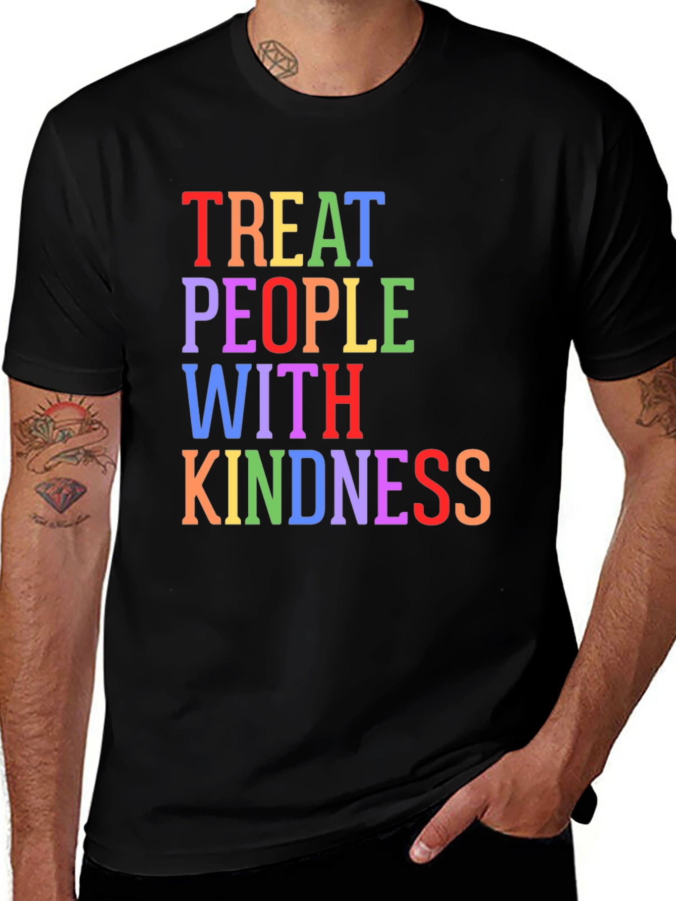 Variant 24 of Treat People With Kindness Graphic Tee - Black
