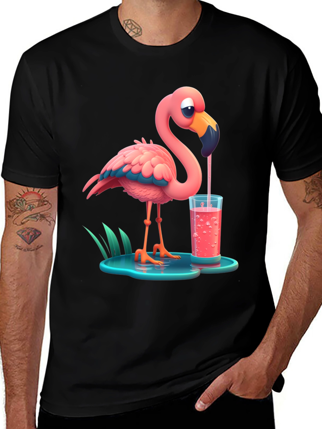 Variant 6 of Cartoon Flamingo T-Shirt