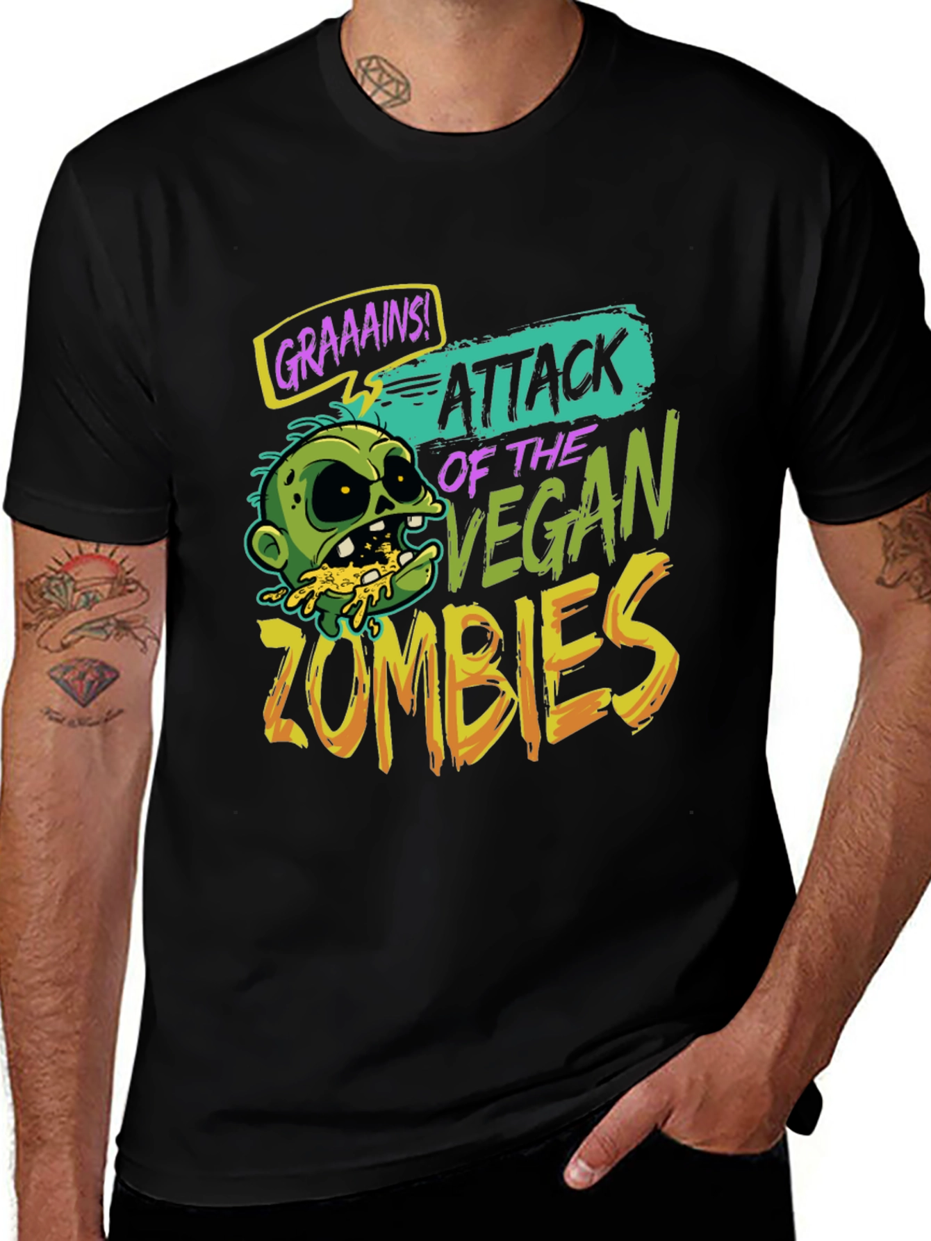 Variant 22 of Attack of the Vegan Zombies T-Shirt