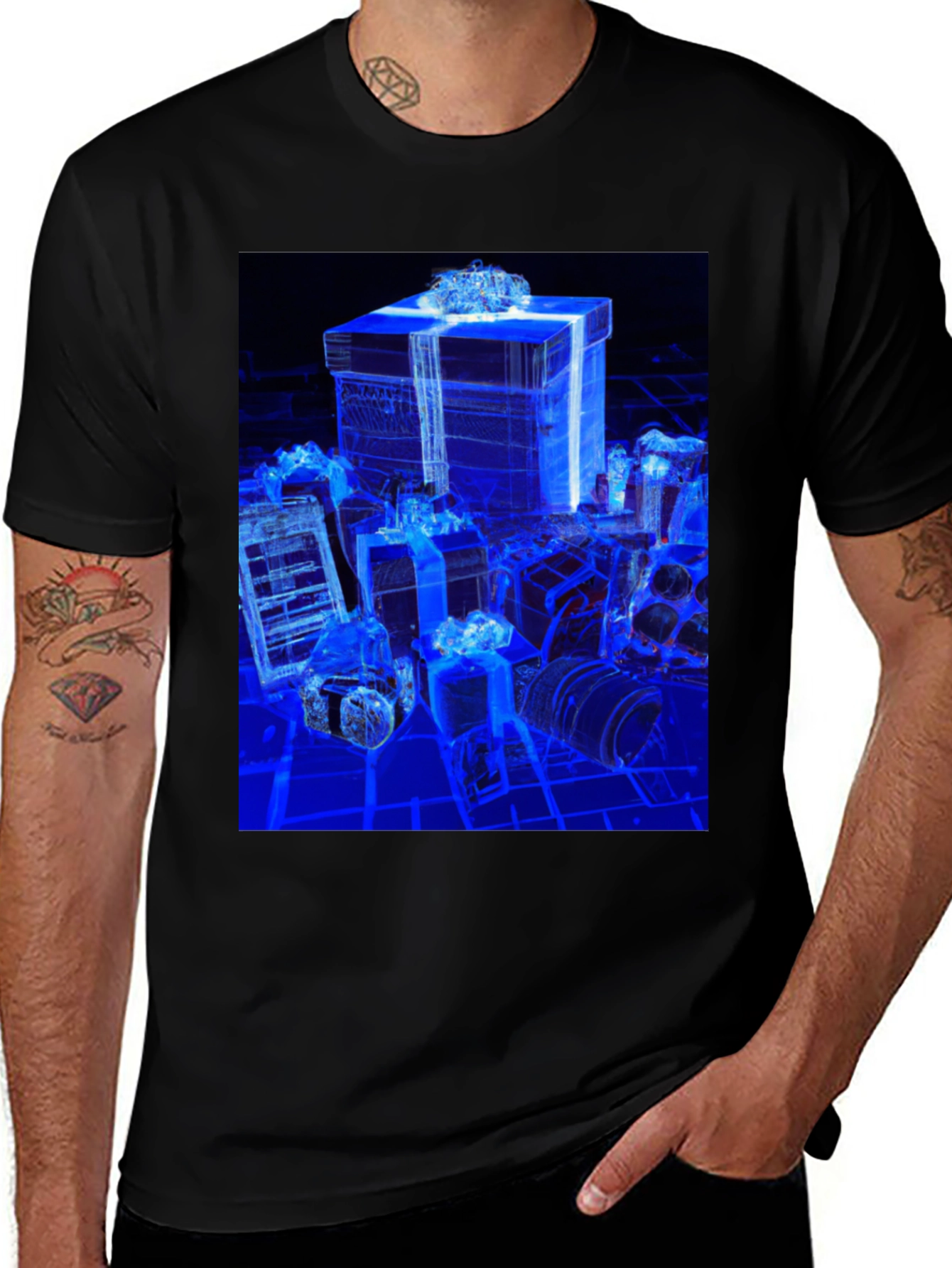 Variant 20 of Gift Box 3D Print Black T-Shirt