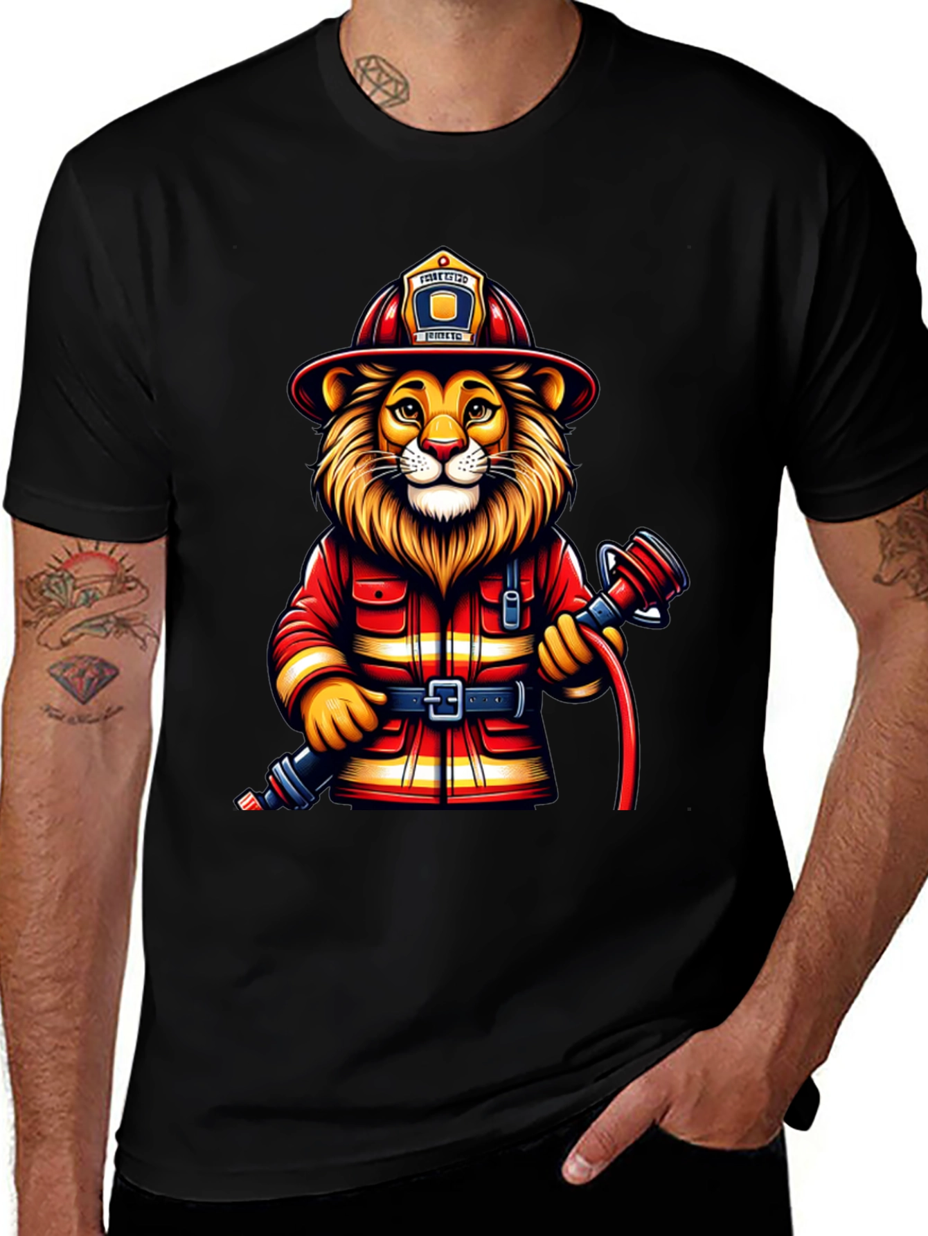 Variant 17 of Lion Firefighter Graphic Tee