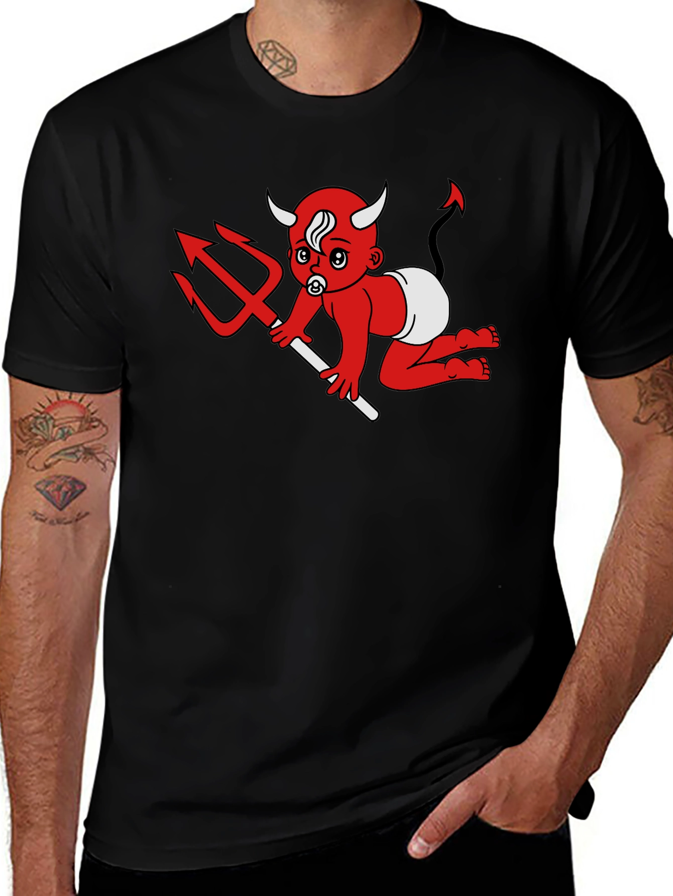 Variant 7 of Devil Baby Graphic Tee - Black Cotton T-Shirt
