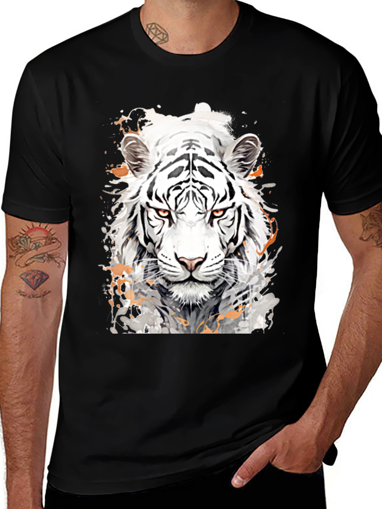 Variant 26 of Tiger Graphic Tee - Men's Black T-Shirt