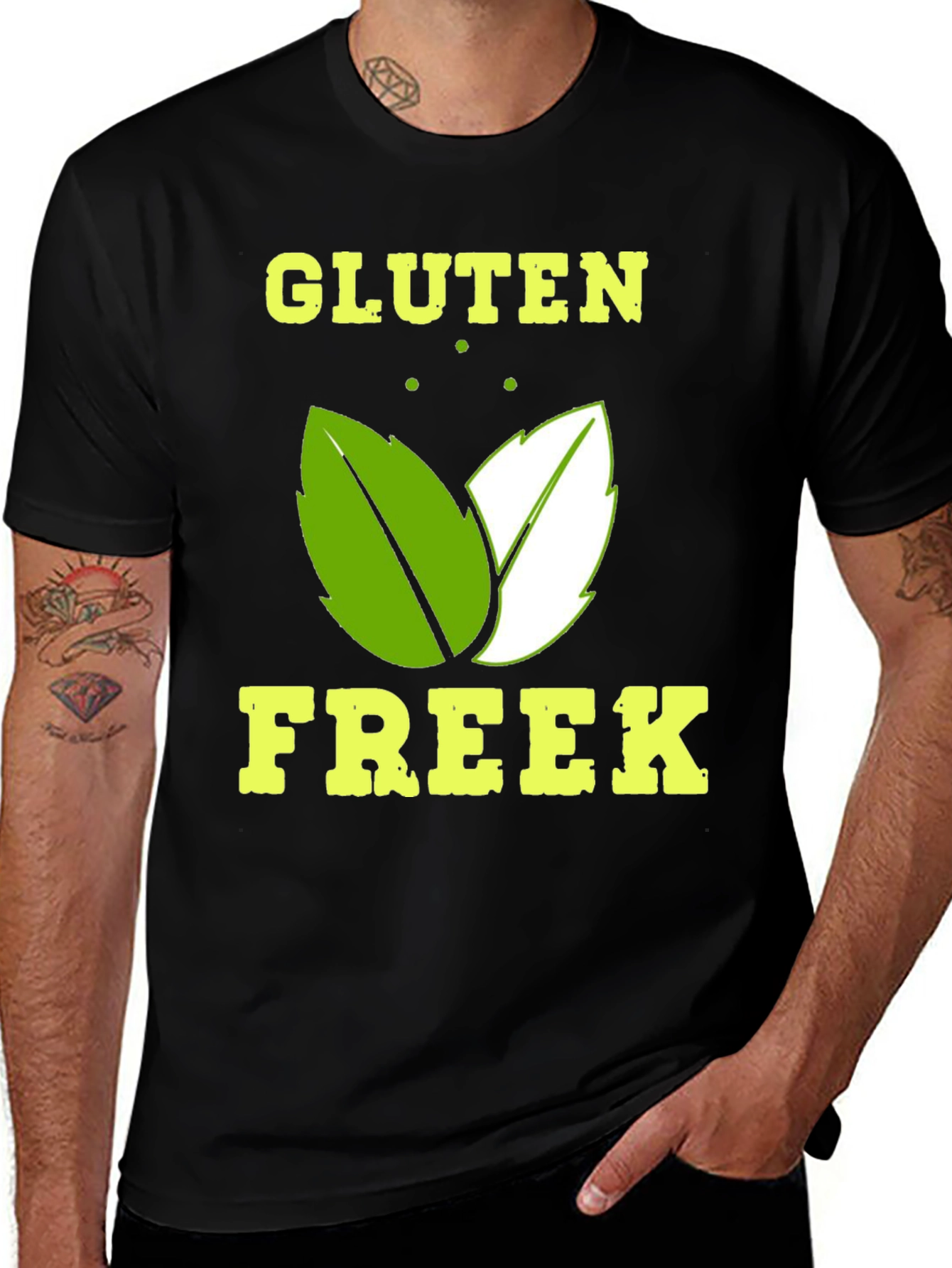 Variant 7 of Gluten Free Tee - Green Leaf Design
