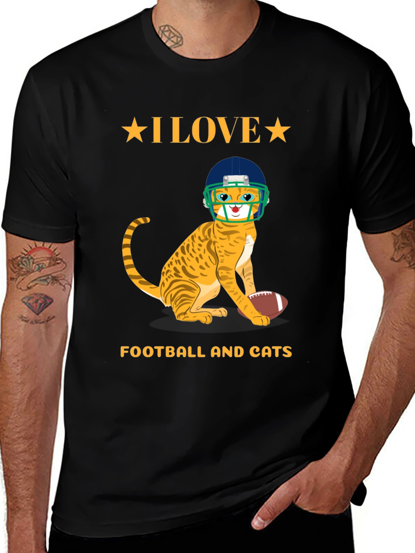 Variant 6 of I Love Football and Cats T-Shirt