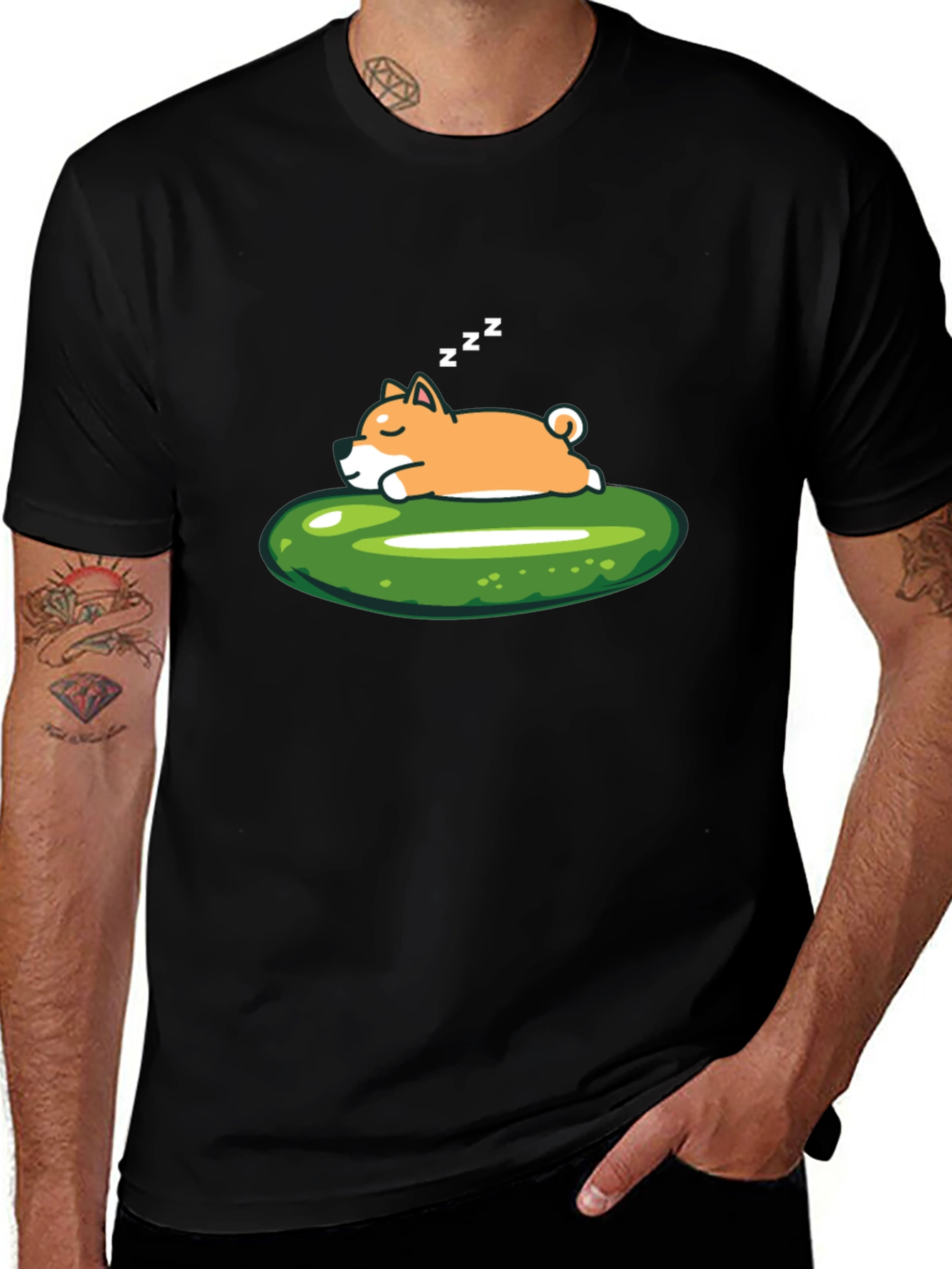Variant 24 of Sleeping Shiba Inu on Pickle T-Shirt