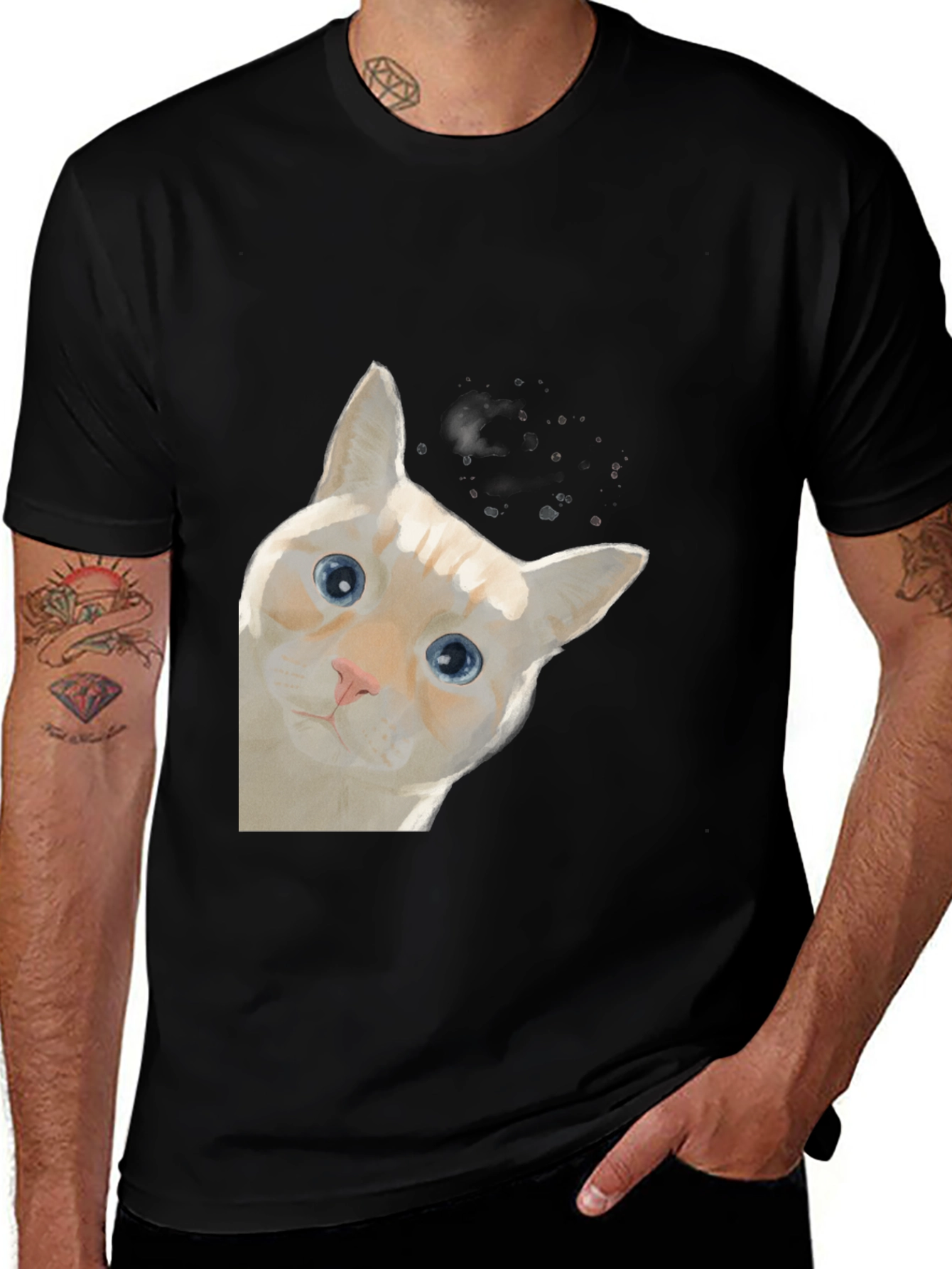 Variant 25 of Peeking Cat Graphic T-Shirt - Unique Art Tee