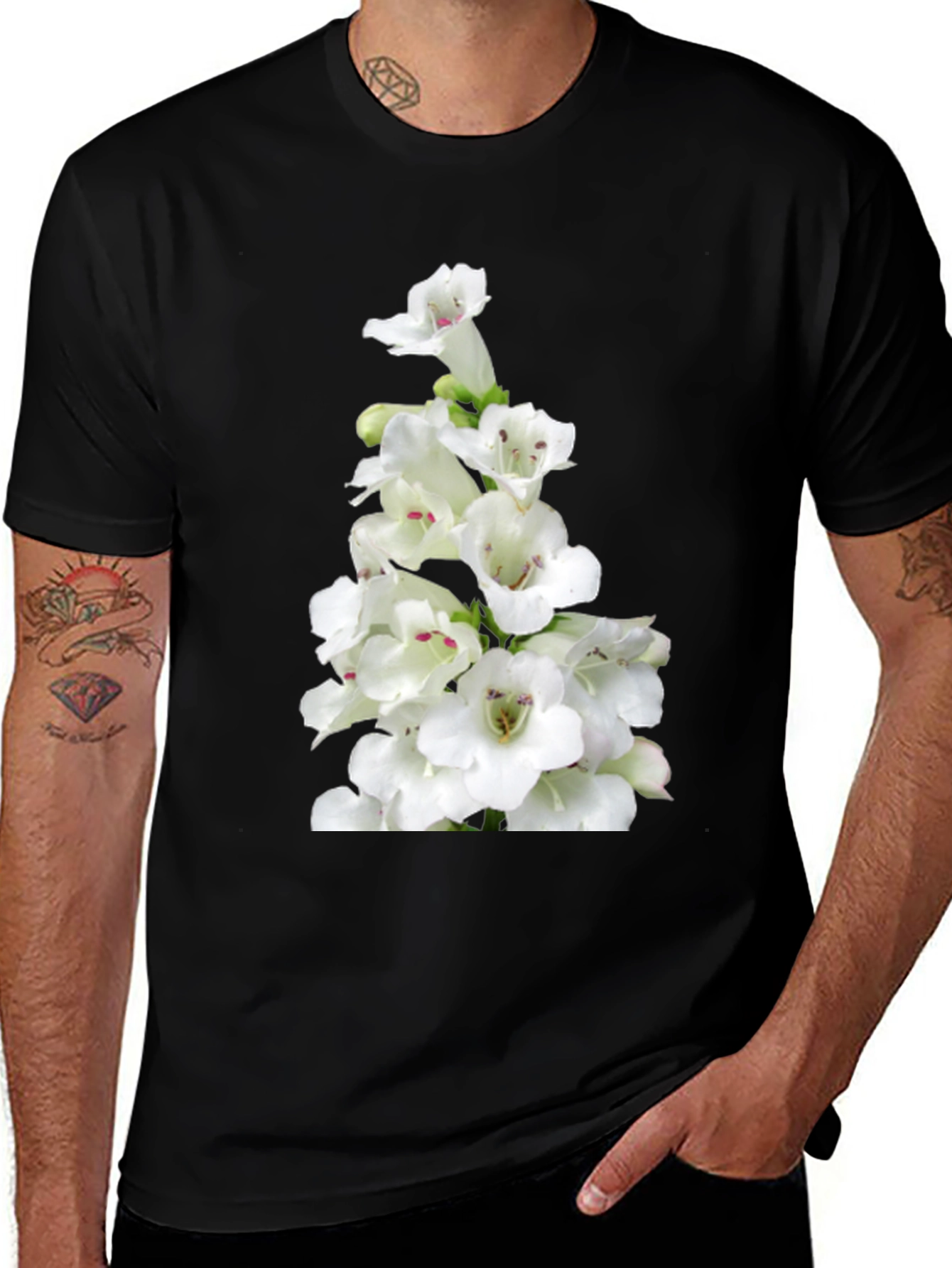 Variant 16 of Floral Graphic Tee - Classic Black Cotton T-Shirt