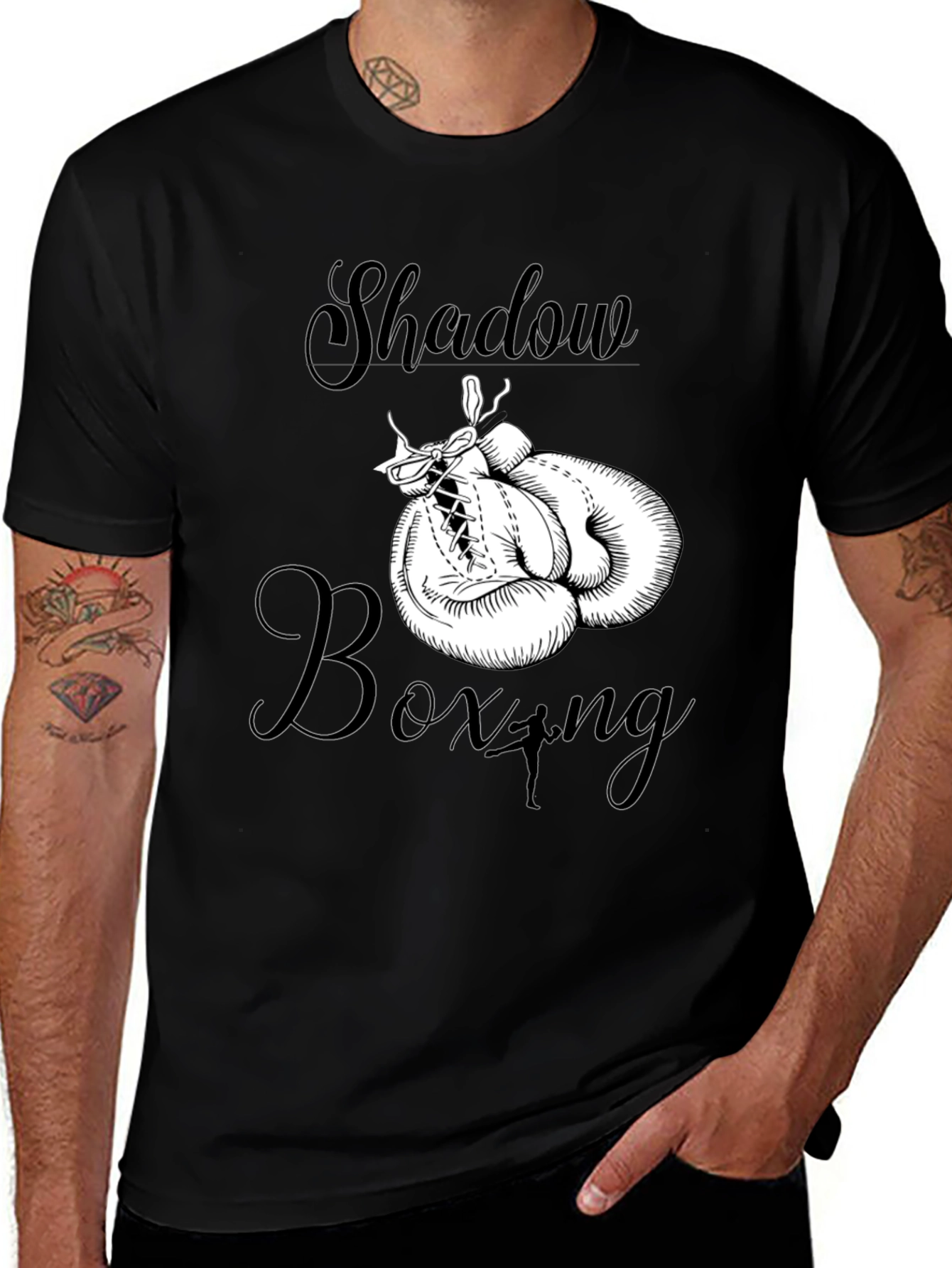 Black Shadow Boxing Graphic Tee - Black Cotton Comfort main image