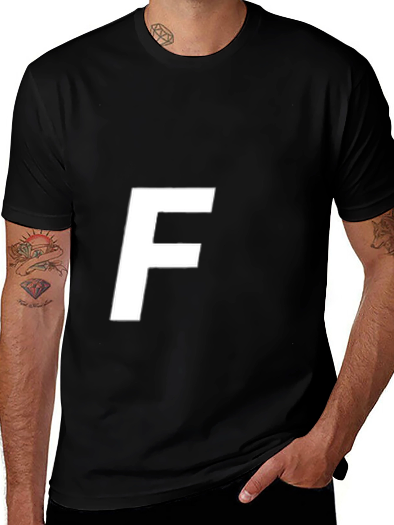 Variant 25 of Bold 'F' Graphic Tee - Black Cotton T-Shirt