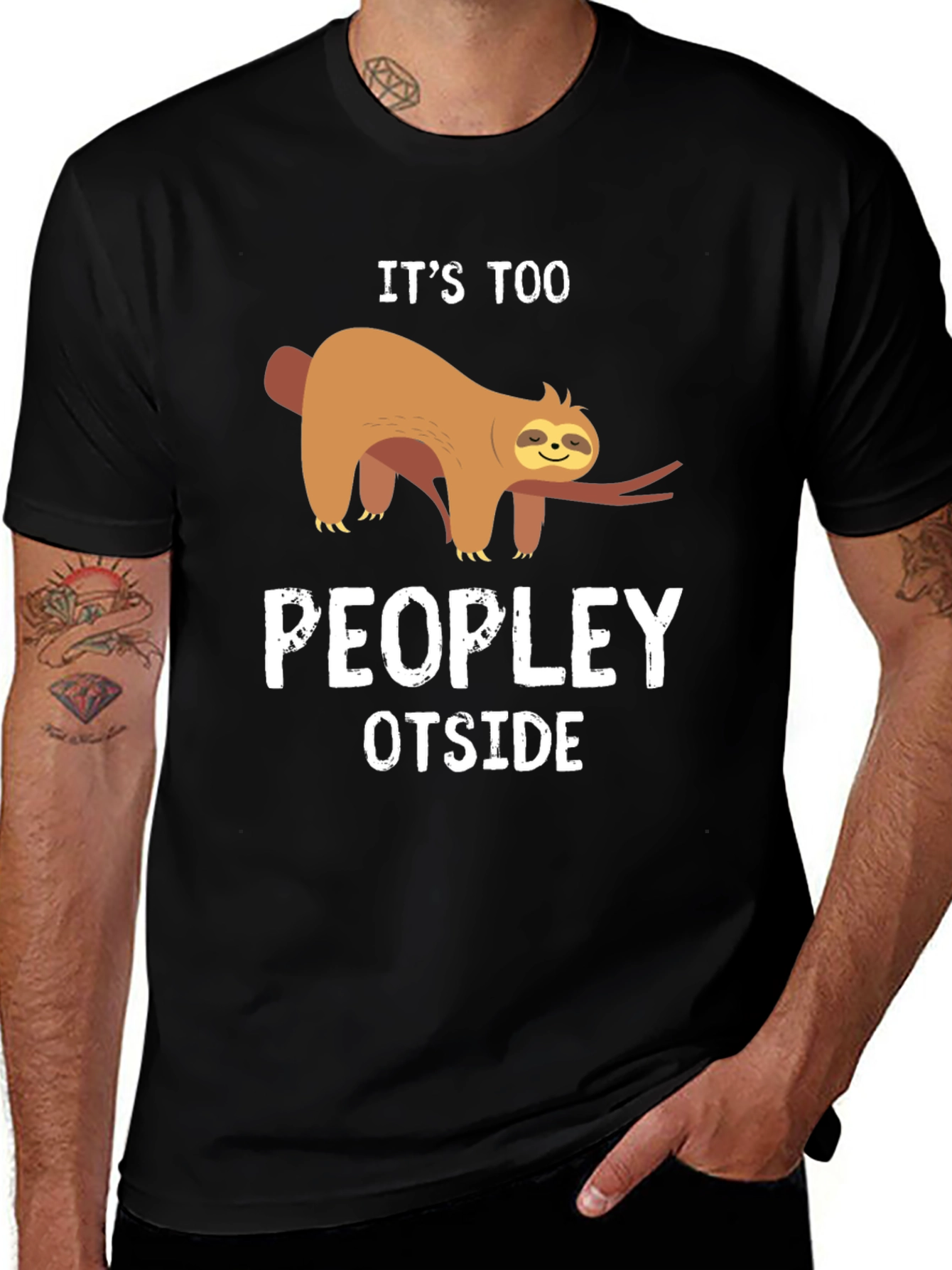 Variant 29 of It's Too Peopley Outside Sloth Graphic Tee