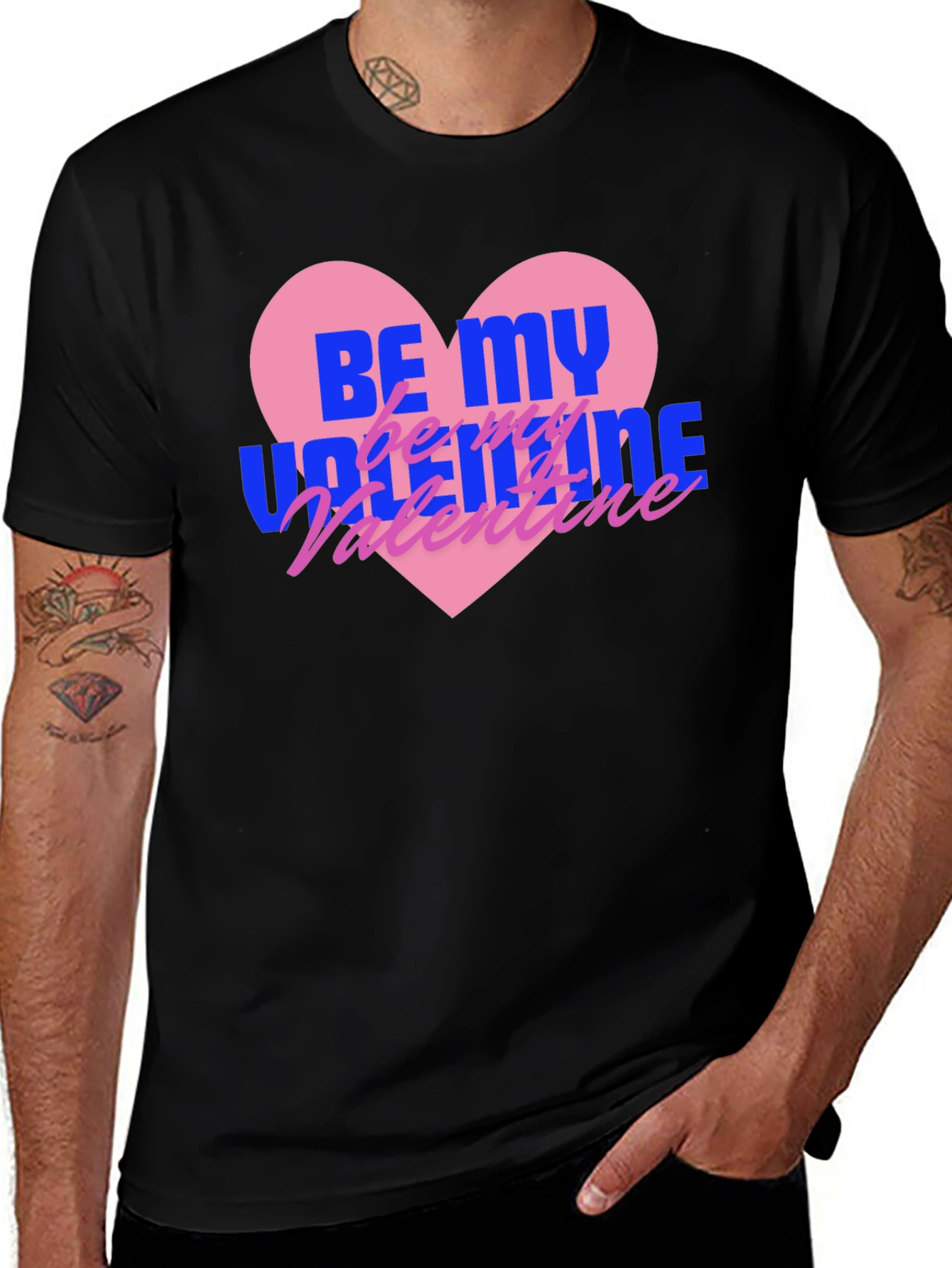 Be My Valentine T-Shirt - Black, Heart Graphic