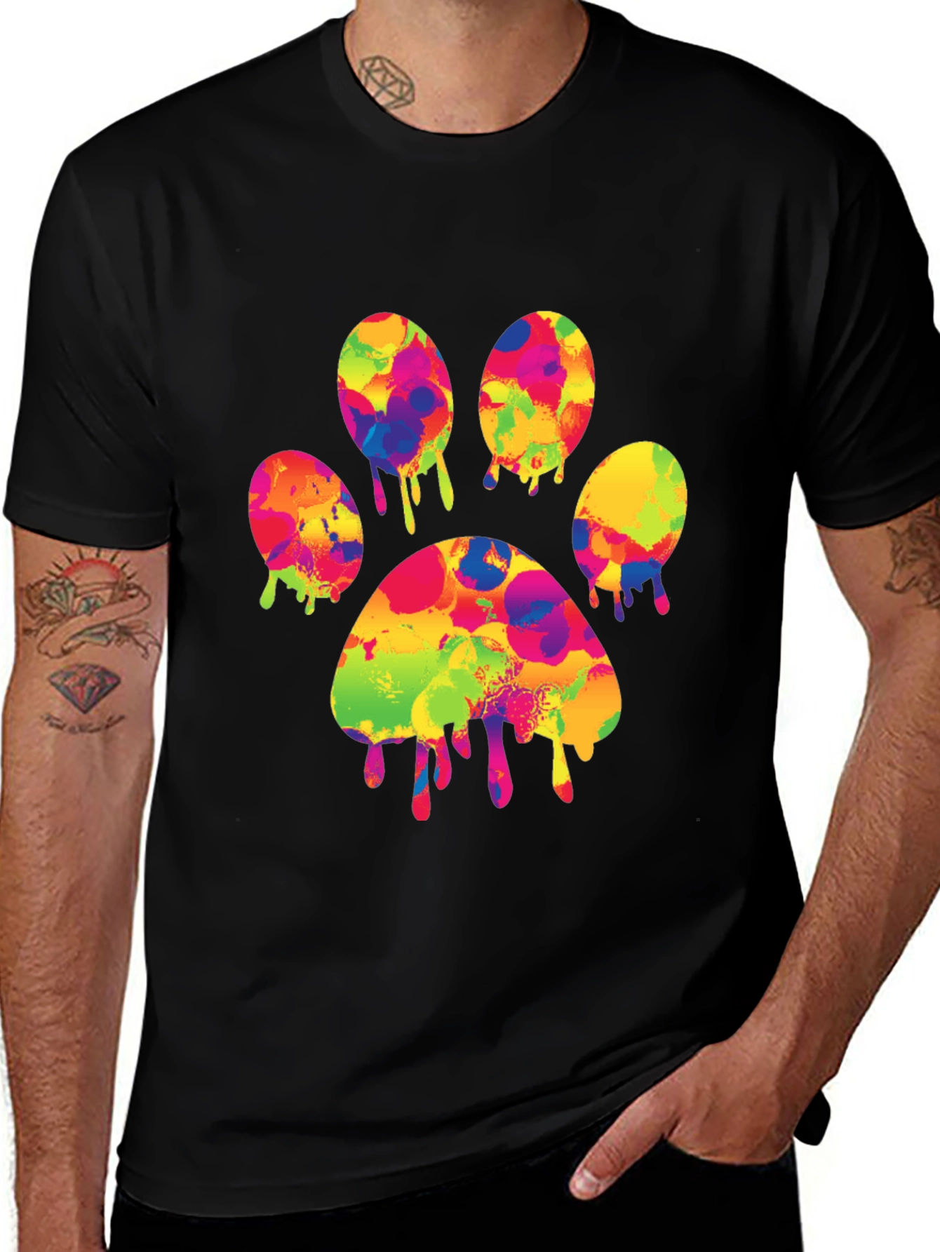 Variant 18 of Colorful Paw Print T-Shirt - Abstract Dog Lover Tee