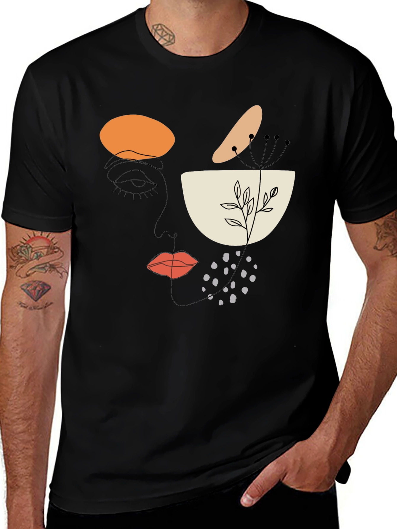 Variant 5 of Abstract Face Graphic T-Shirt - Modern Art Tee