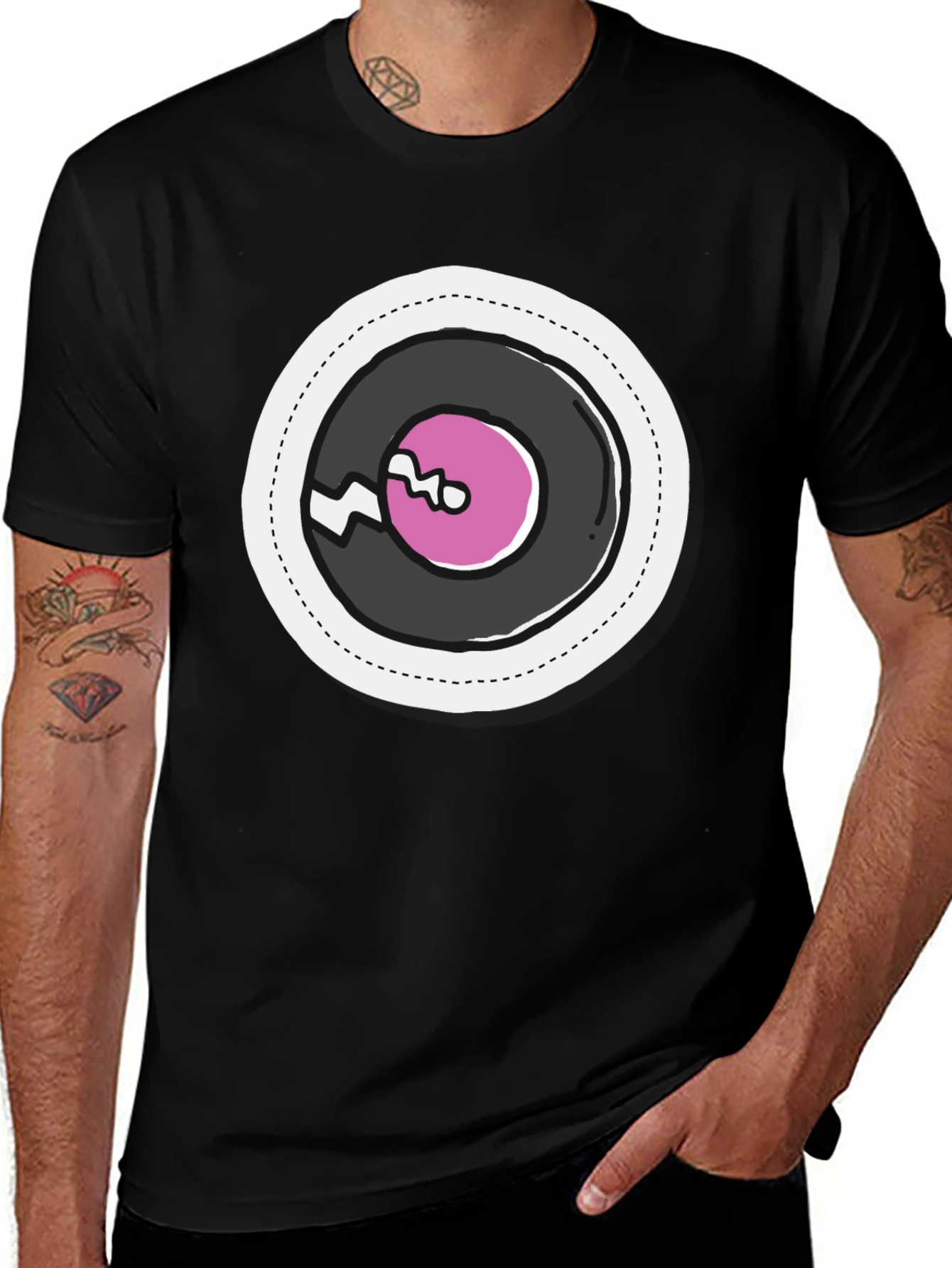 Variant 13 of Retro Vinyl Record Graphic Tee - Cool Casual Style