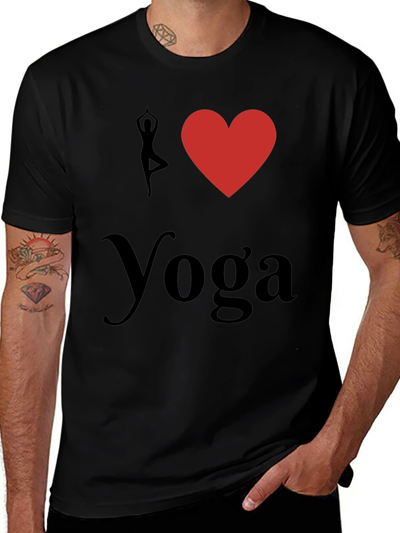 Variant 6 of I Love Yoga Graphic Tee - Black Cotton T-Shirt
