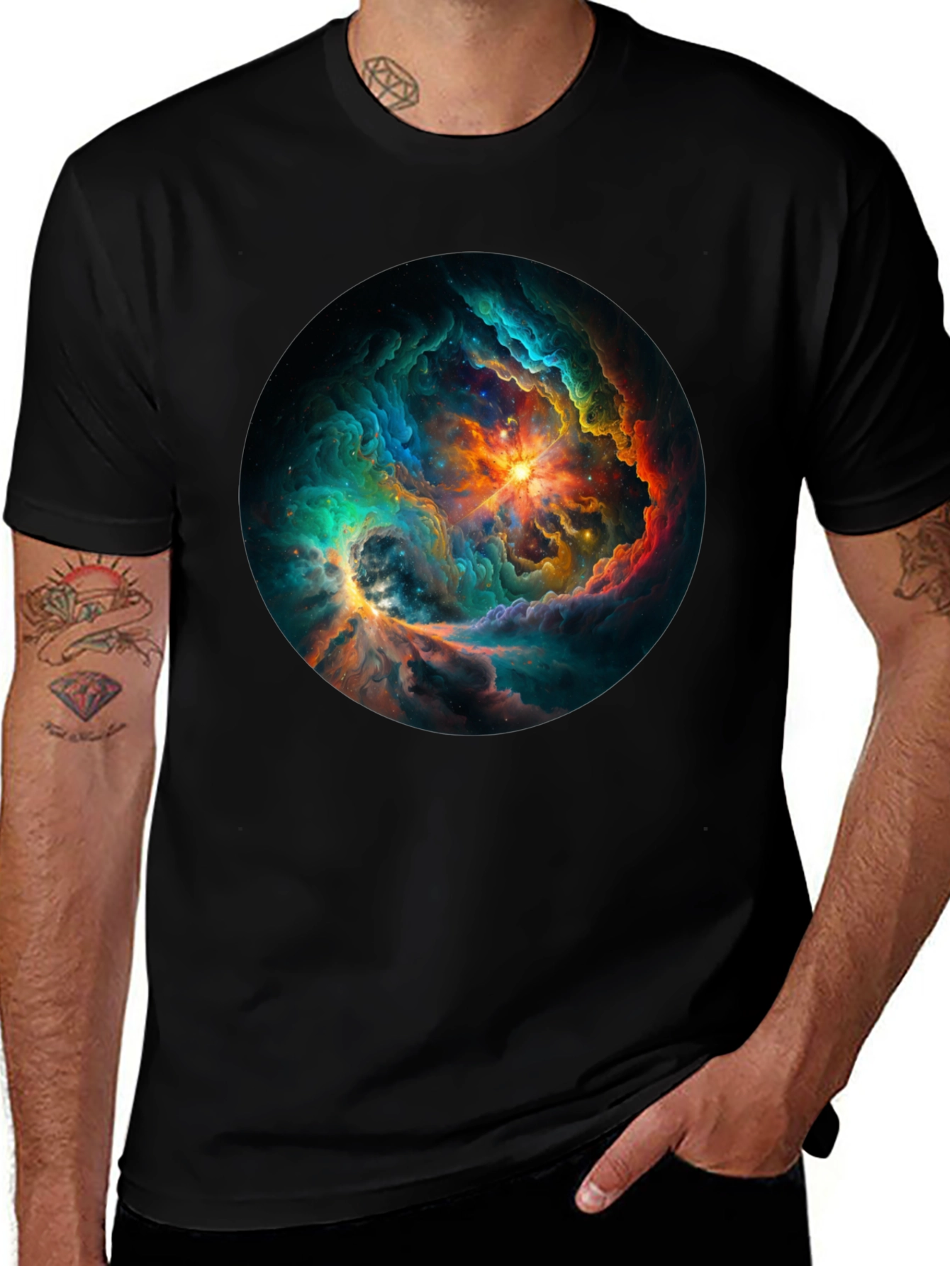 Variant 11 of Nebula Galaxy Graphic Tee - Premium Black T-Shirt