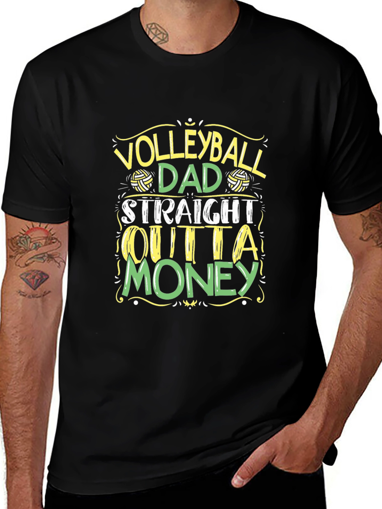 Variant 30 of Volleyball Dad T-Shirt - Straight Outta Money
