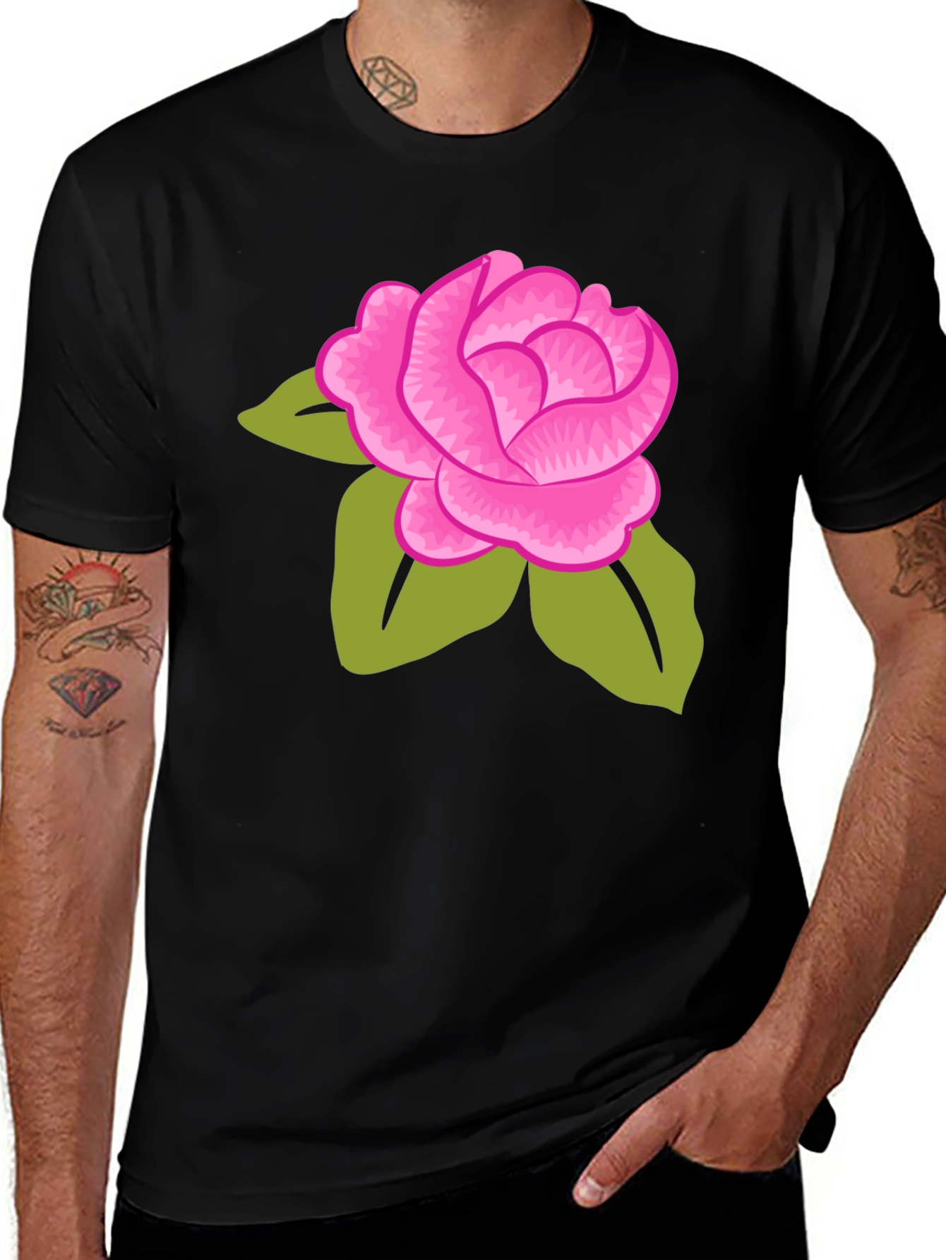 Variant 27 of Rose Graphic Tee - Stylish & Comfortable Black T-Shirt