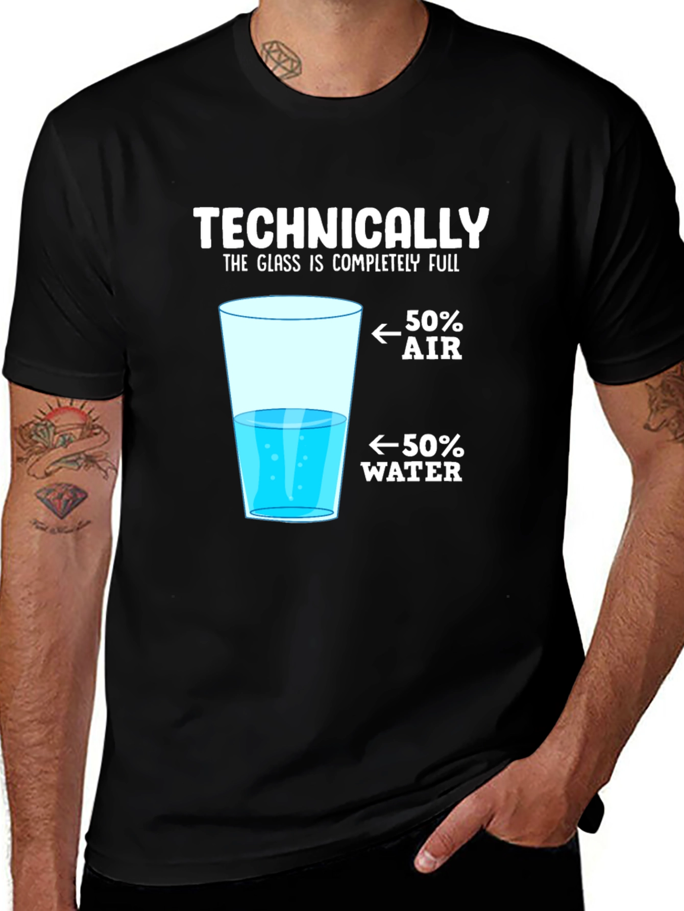 Variant 27 of Technically Full Glass T-Shirt - Optimistic Humor Tee