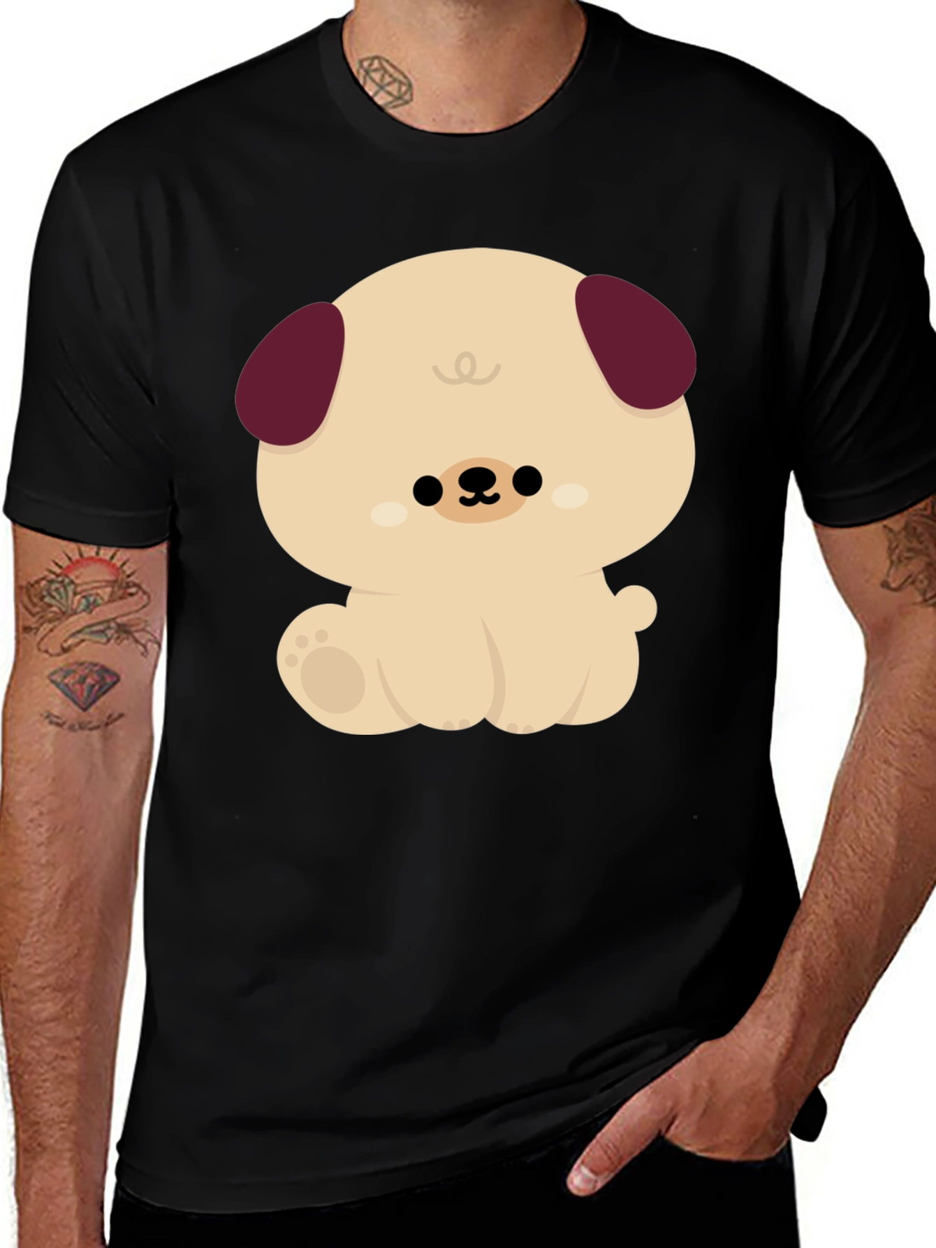 Variant 24 of Cute Puppy Graphic Tee - Black