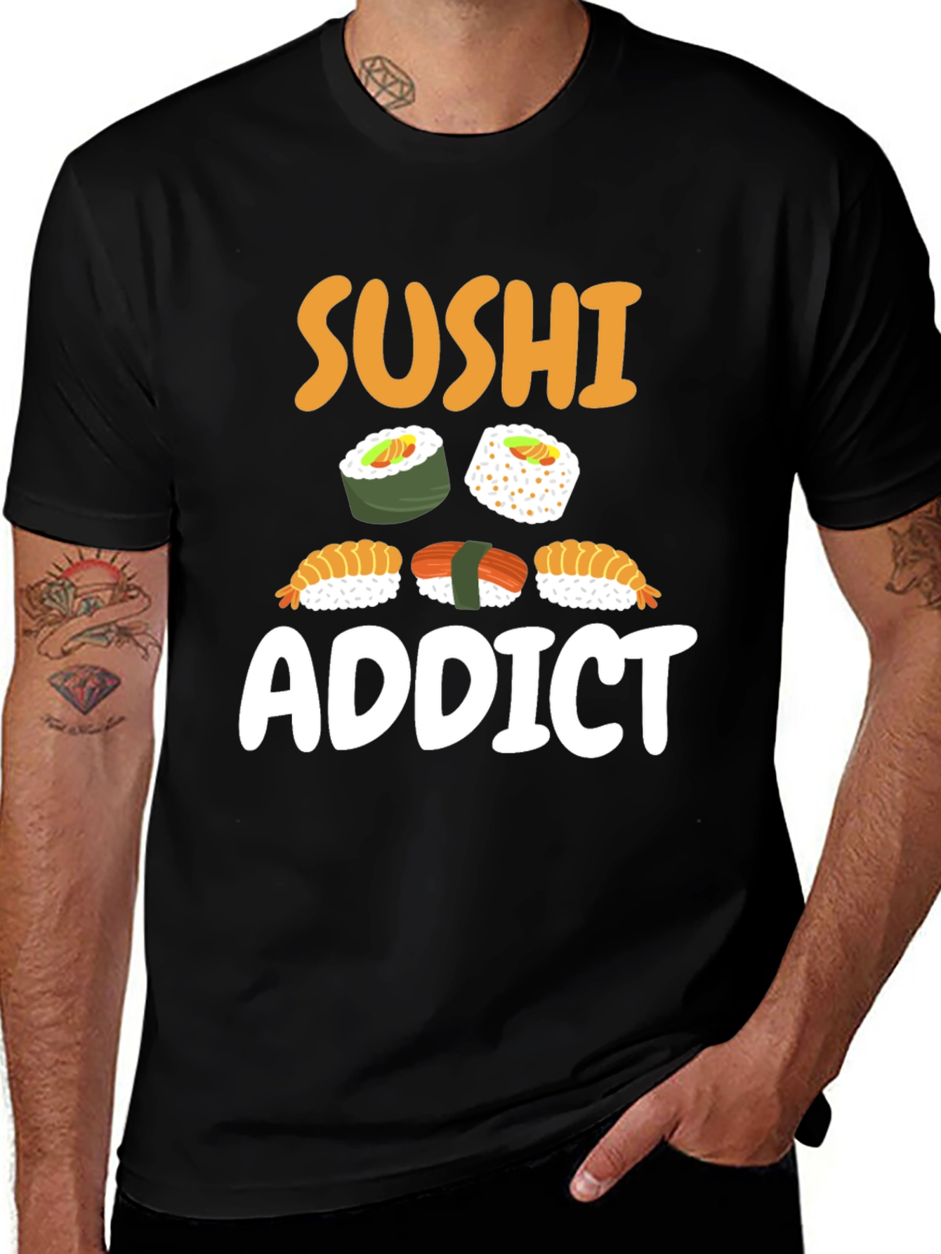 Sushi Addict Black Graphic Tee