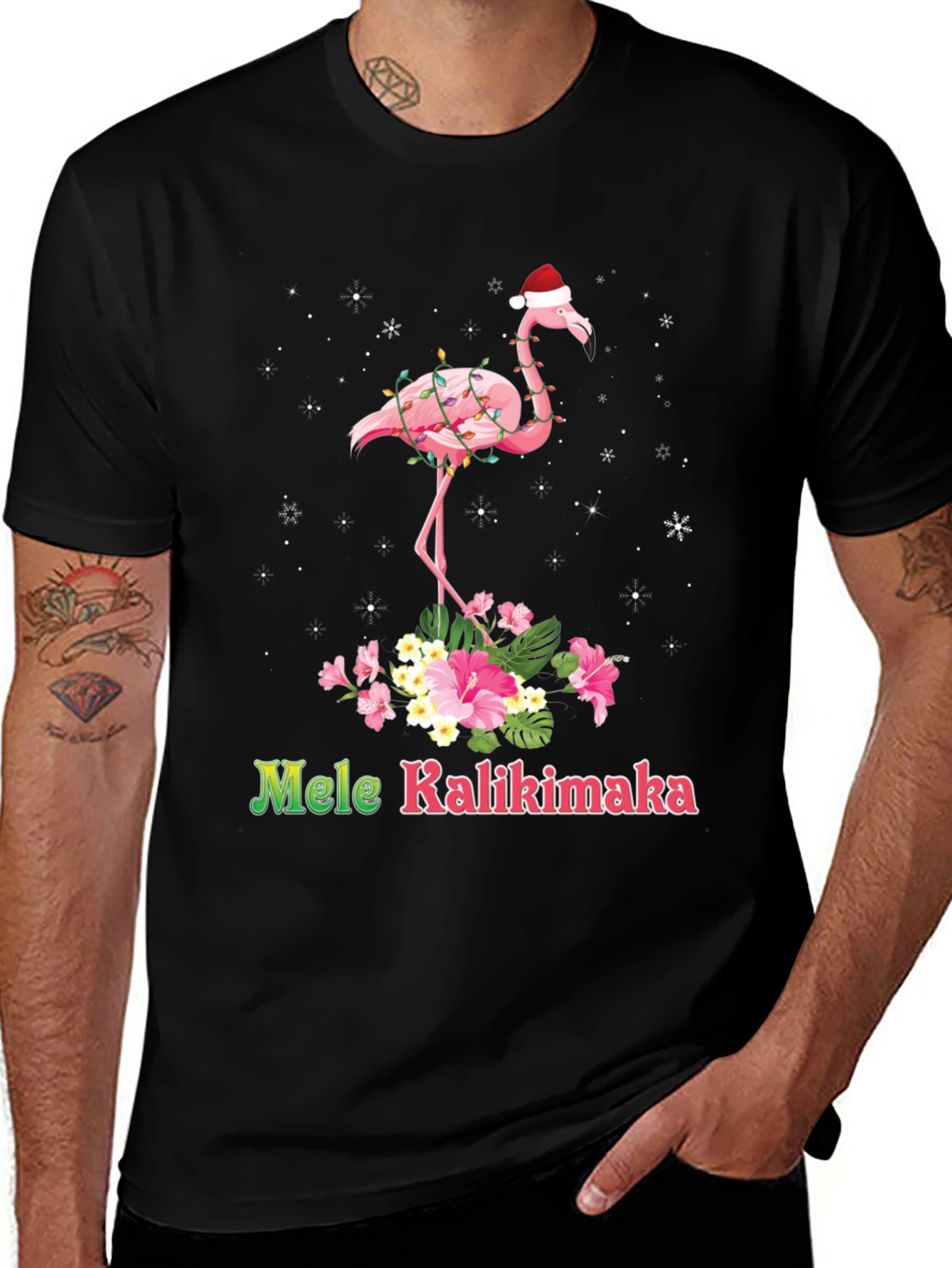 Mele Kalikimaka Flamingo Christmas T-Shirt