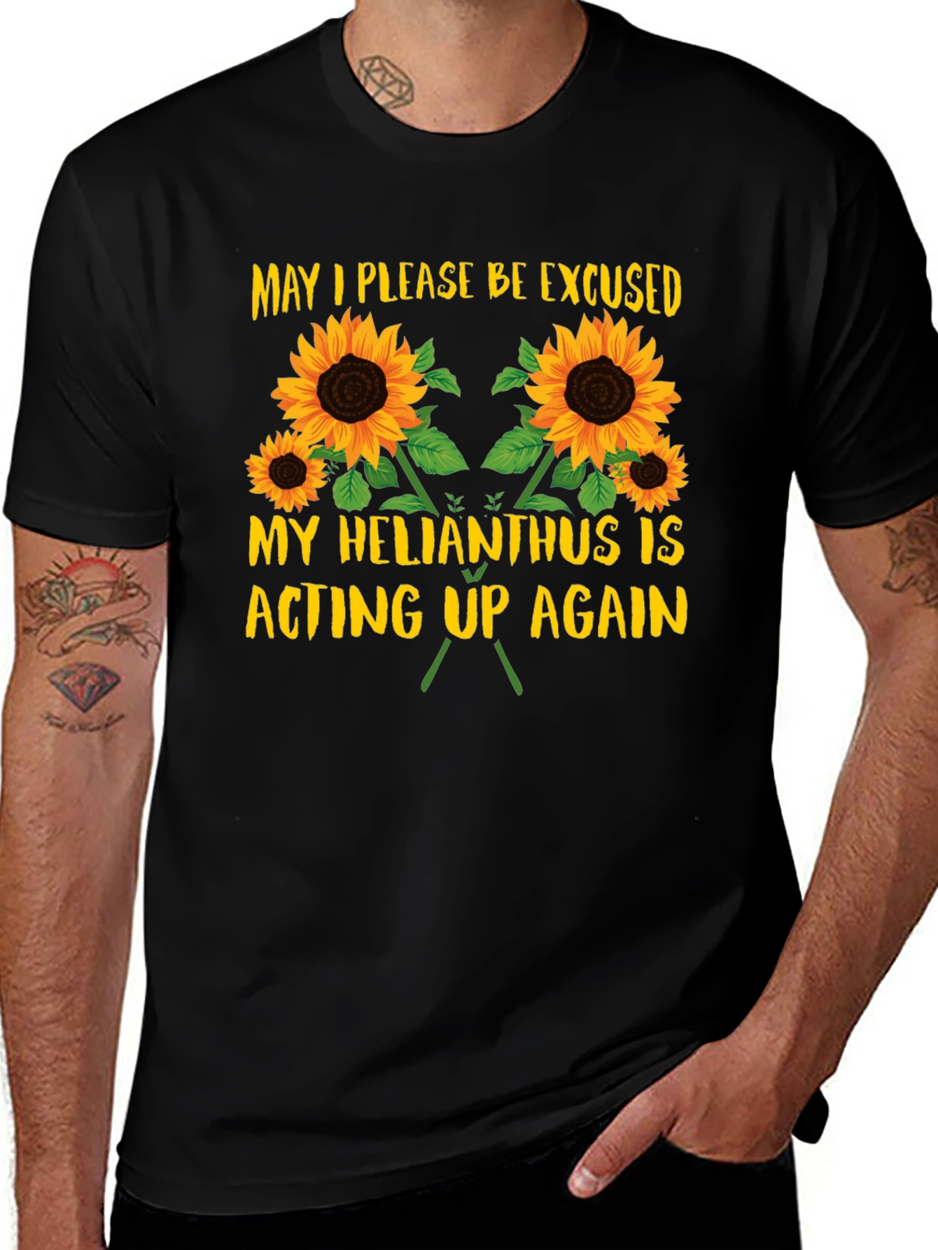 Variant 6 of Helianthus Acting Up T-Shirt - Funny Sunflower Tee